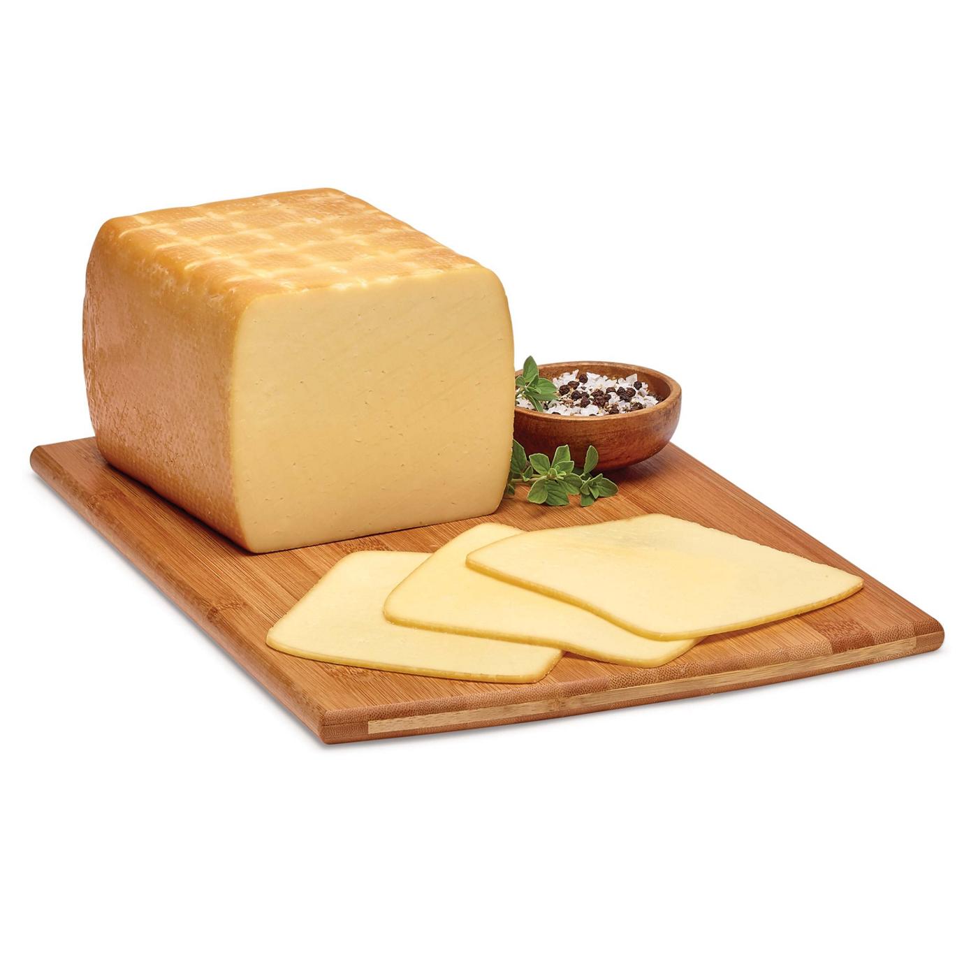 H-E-B Deli Sliced Post Oak Smoked Muenster Cheese; image 1 of 2