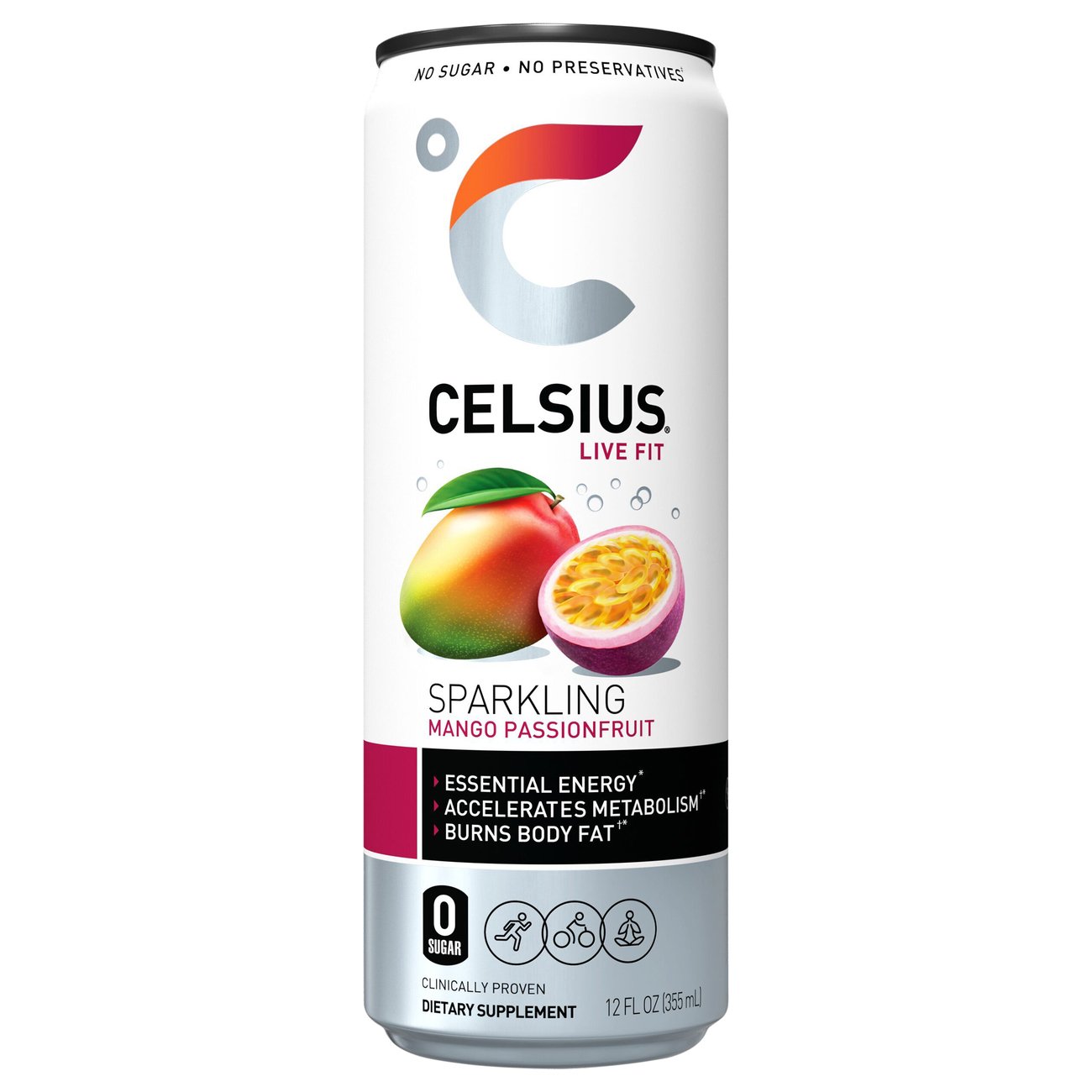 Celsius Zero Sugar Sparkling Energy Drink - Mango Passionfruit, 12 oz