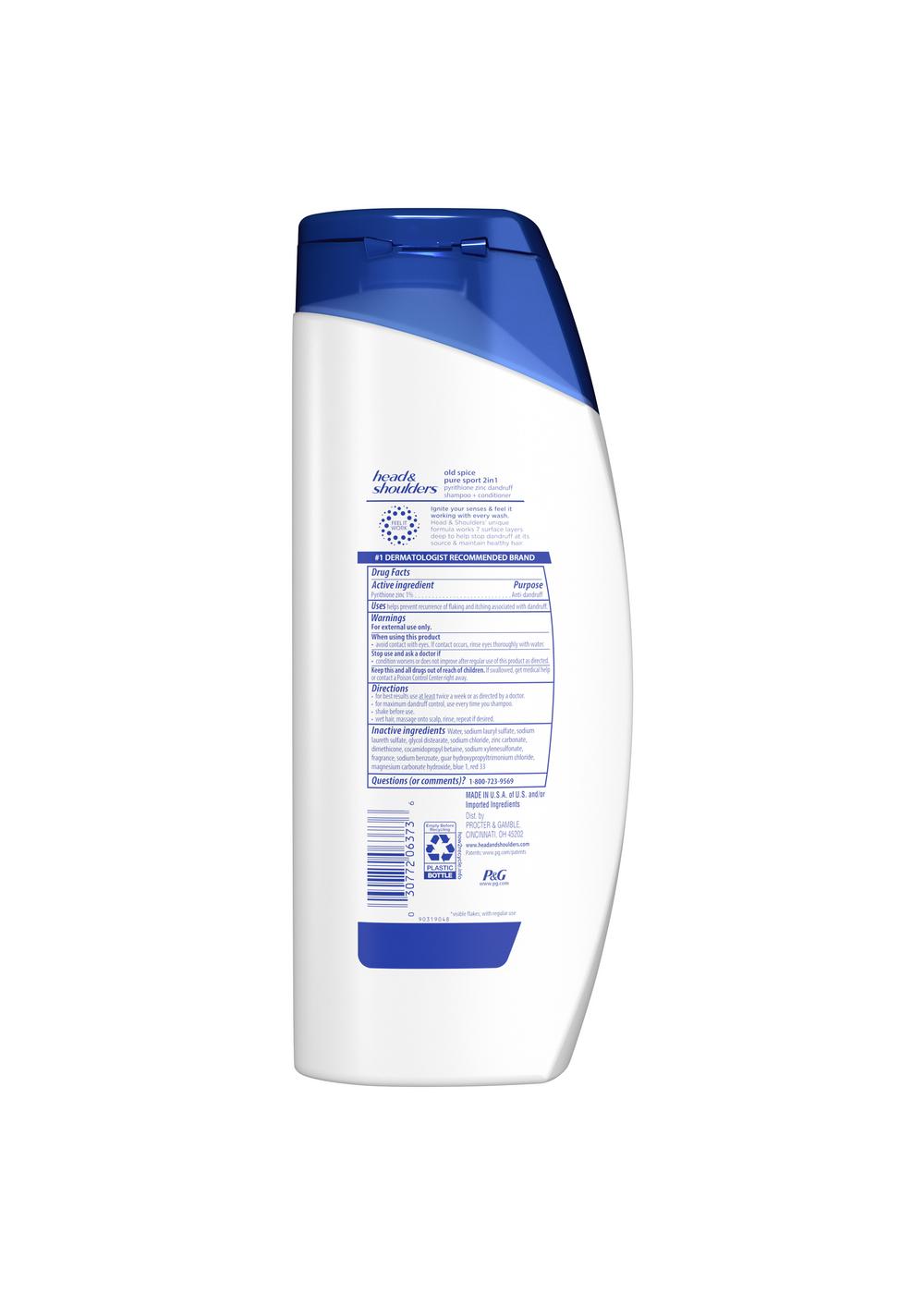Head & Shoulders Old Spice 2 in 1 Men Dandruff Shampoo + Conditioner - Pure Sport; image 10 of 11
