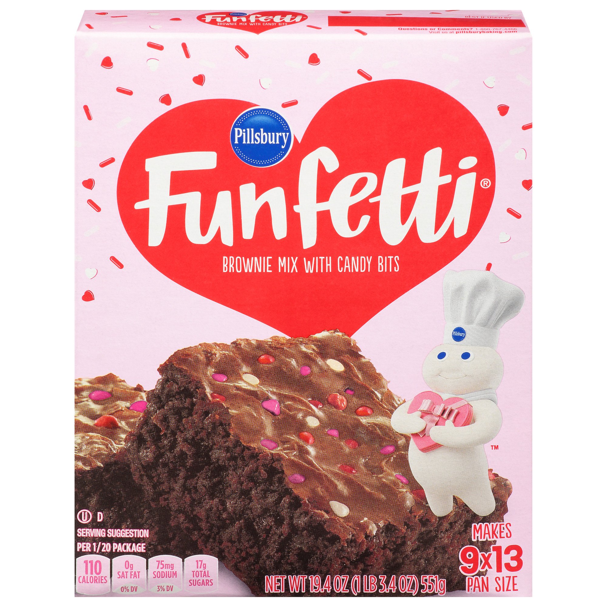 Pillsbury Funfetti Valentine Brownie Mix with Candy Bits Shop Baking 