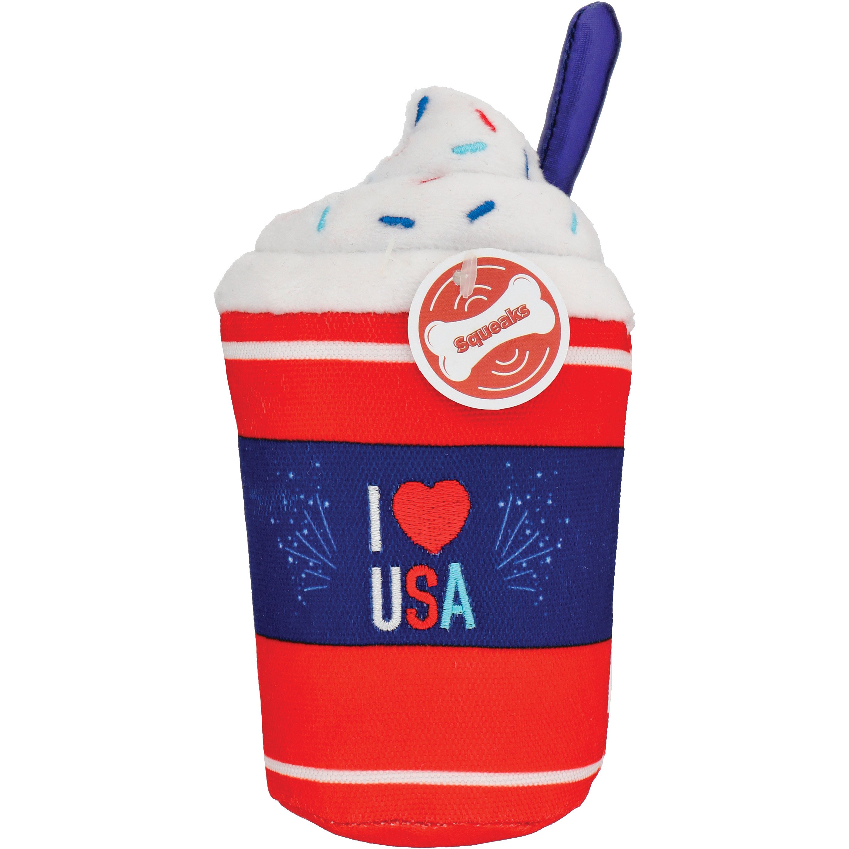 Woof & Whiskers Plush Dog Toy Patriotic Milkshake Shop Plush toys at HEB