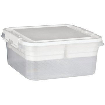 our goods 2 Tier Storage Container with Lid - White, 9.6" x 4.4"