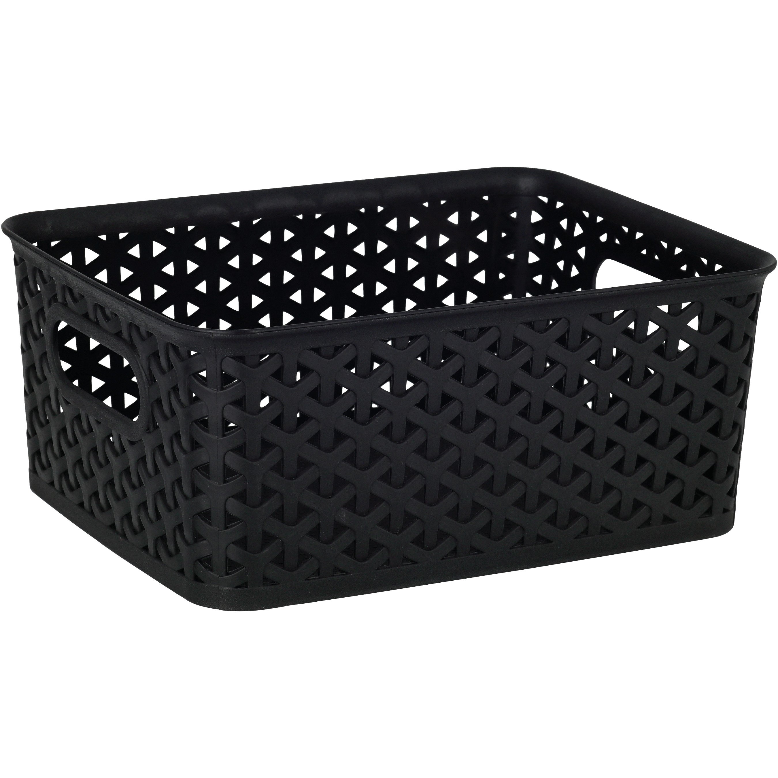 our goods Cross Weave Rectangle Storage Bin - Black - Shop Storage bins at  H-E-B, image size:2700x2700