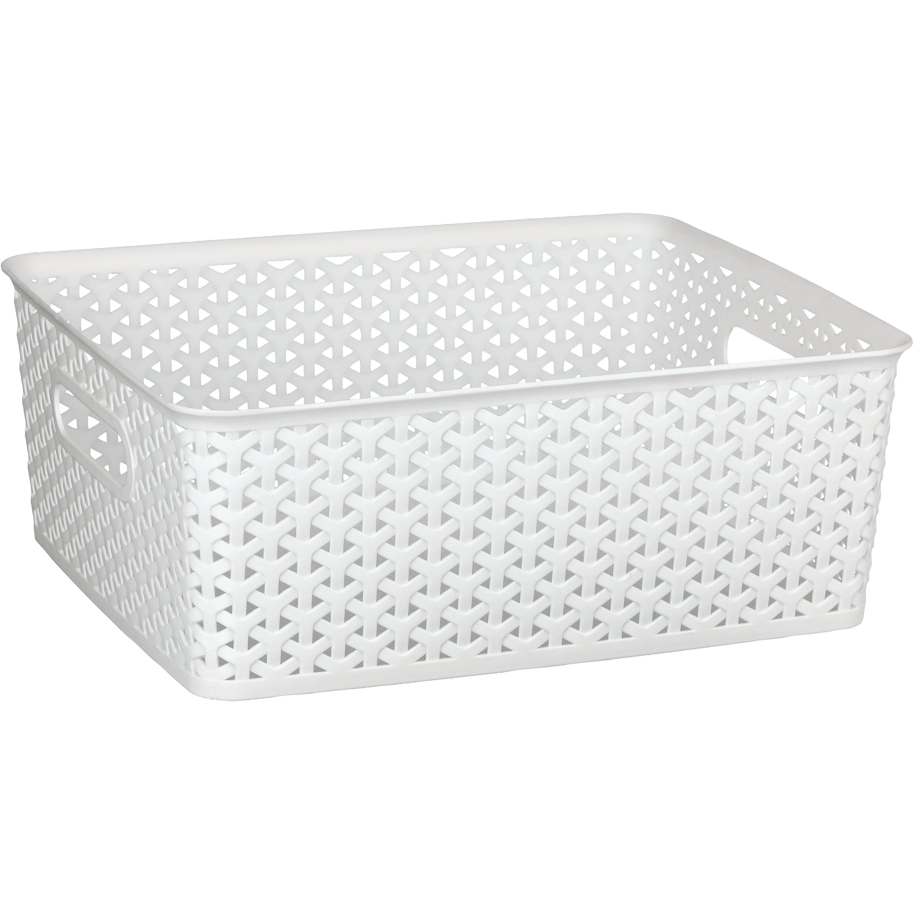 our goods Cross Weave Rectangle Storage Bin White Shop Storage Bins