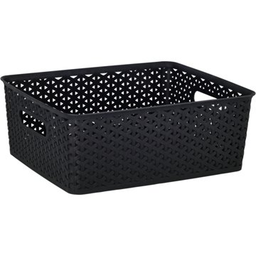 our goods Cross Weave Rectangle Storage Bin - Black, Medium