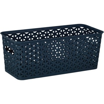 our goods Cross Weave Long Rectangle Storage Bin - Blue