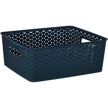 our goods Cross Weave Rectangle Storage Bin - Blue, Medium