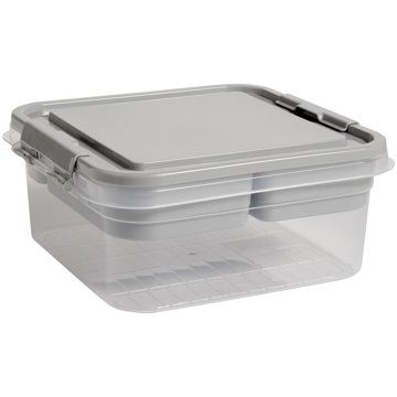 our goods 2 Tier Storage Container with Lid - Gray, 9.6" x 4.4"