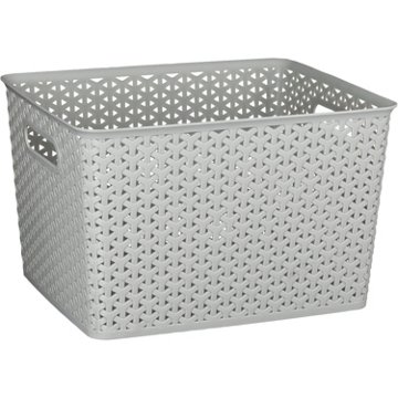 our goods Cross Weave Rectangle Storage Bin - Gray, 13.8" x 11.4" x 8.7"