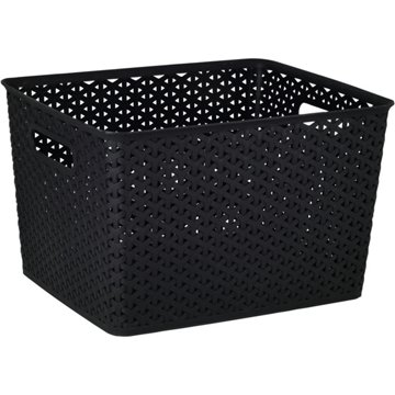 our goods Cross Weave Rectangle Storage Bin - Black, Large