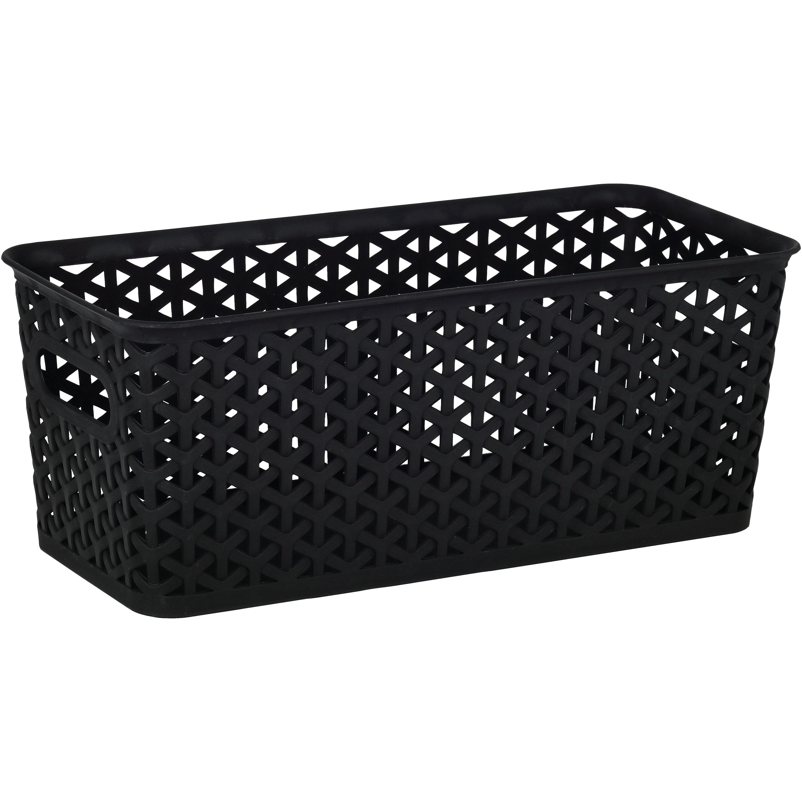 our goods Cross Weave Long Rectangle Storage Bin Black Shop Storage