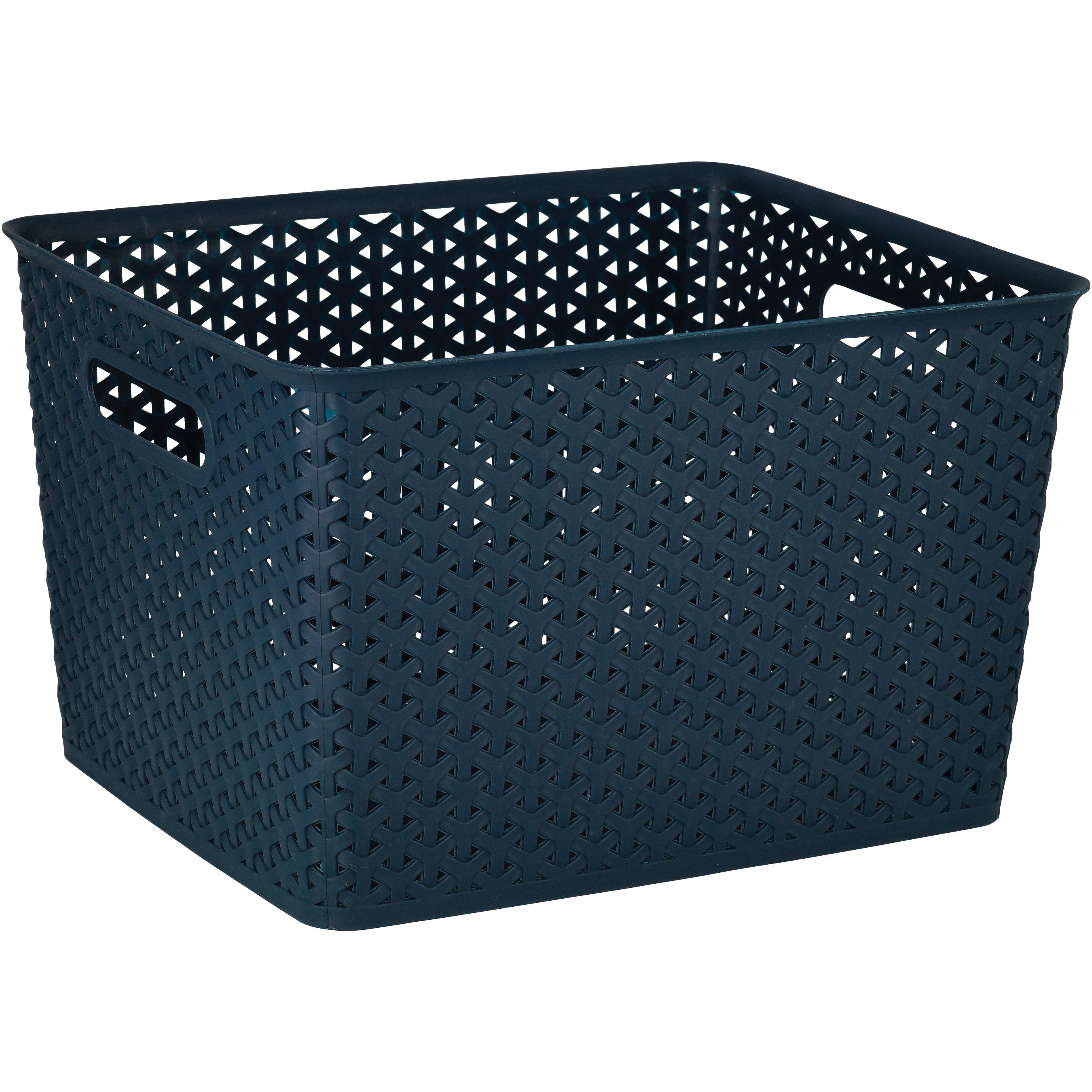our goods Cross Weave Rectangle Storage Bin Blue Shop Storage bins at HEB