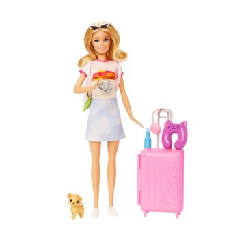 Barbie Malibu Doll & Puppy Travel Playset