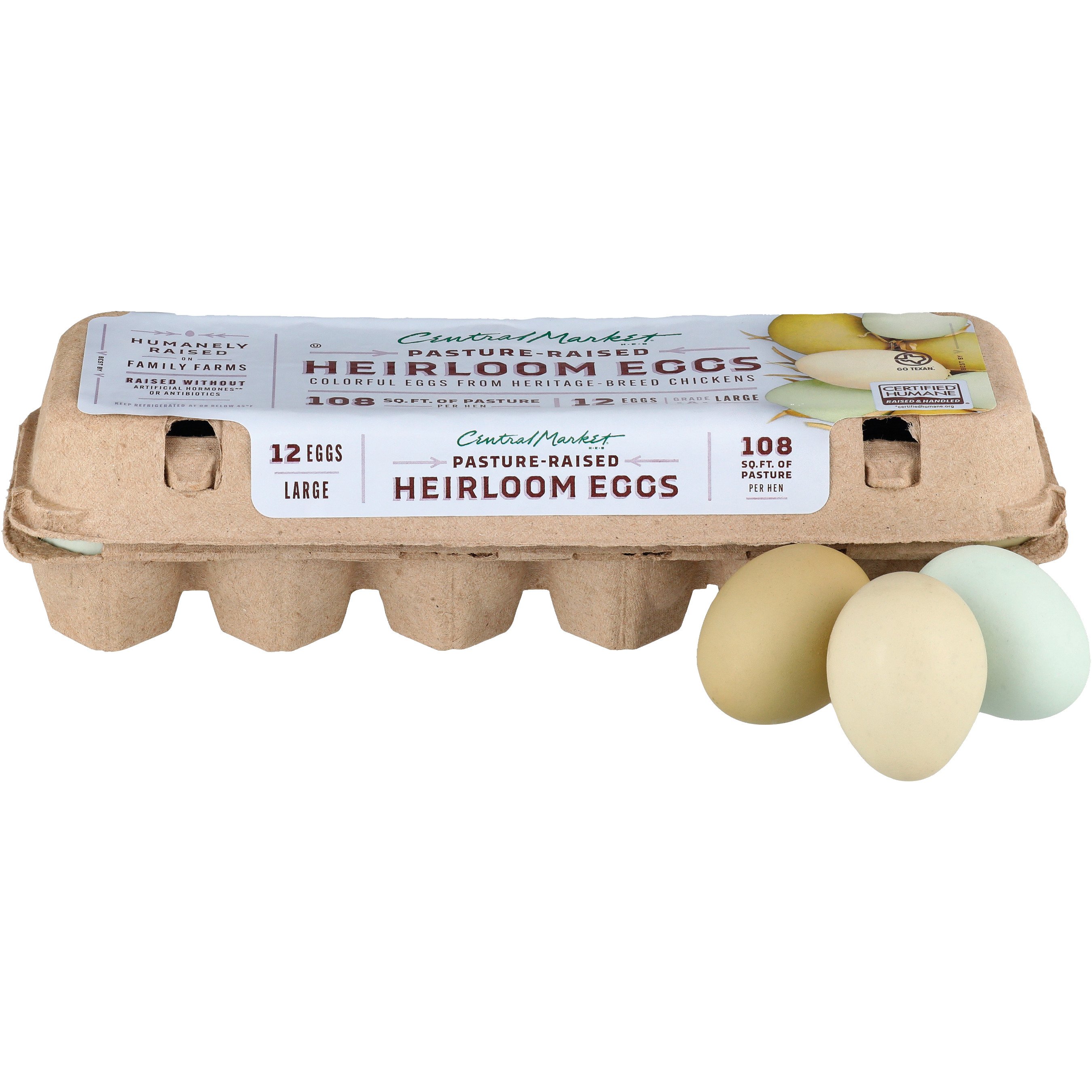 Central Market Pasture-Raised Heirloom Colorful Large Grade A Eggs, 12 ct