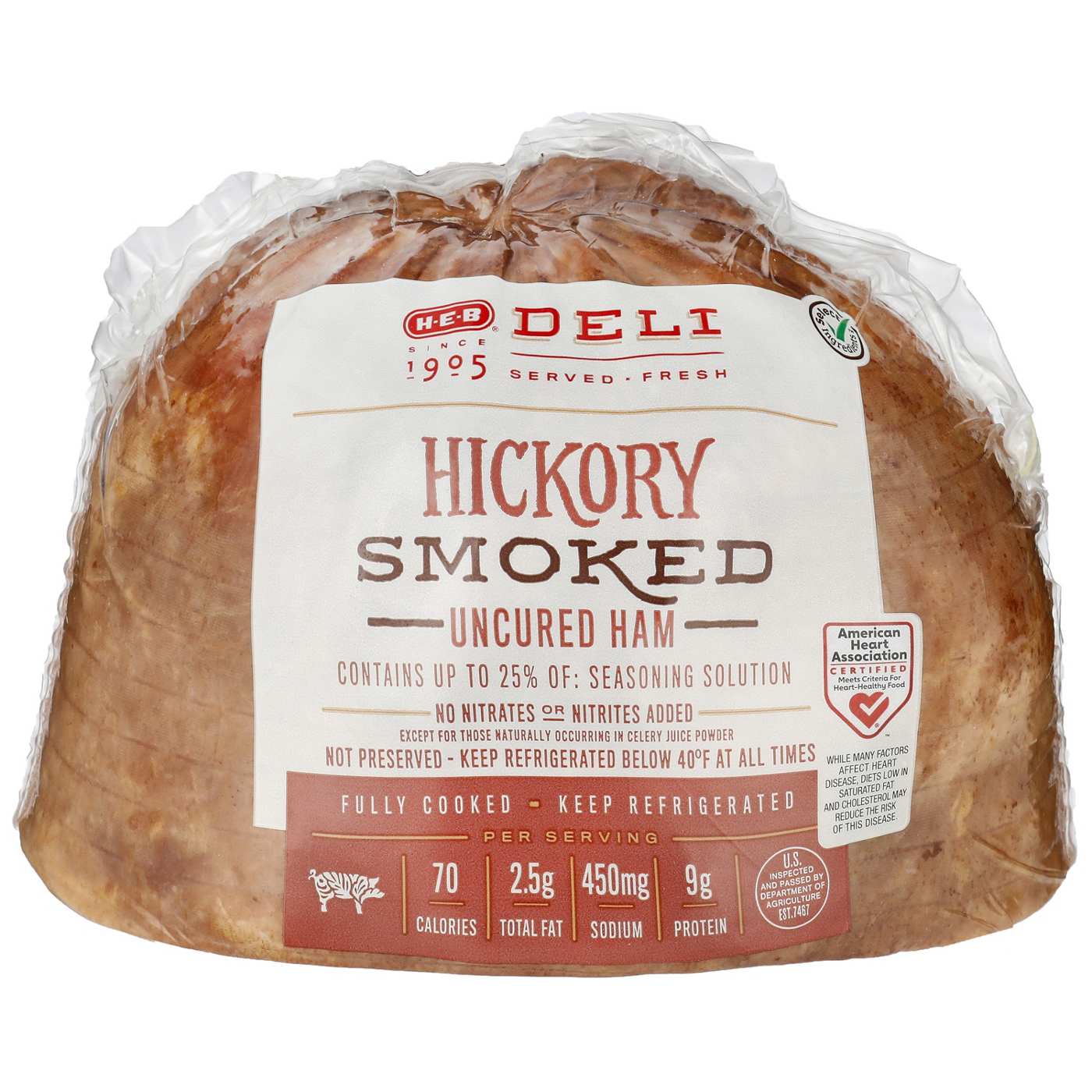 H-E-B Deli Hickory-Smoked Uncured Ham, Sandwich Sliced; image 2 of 3