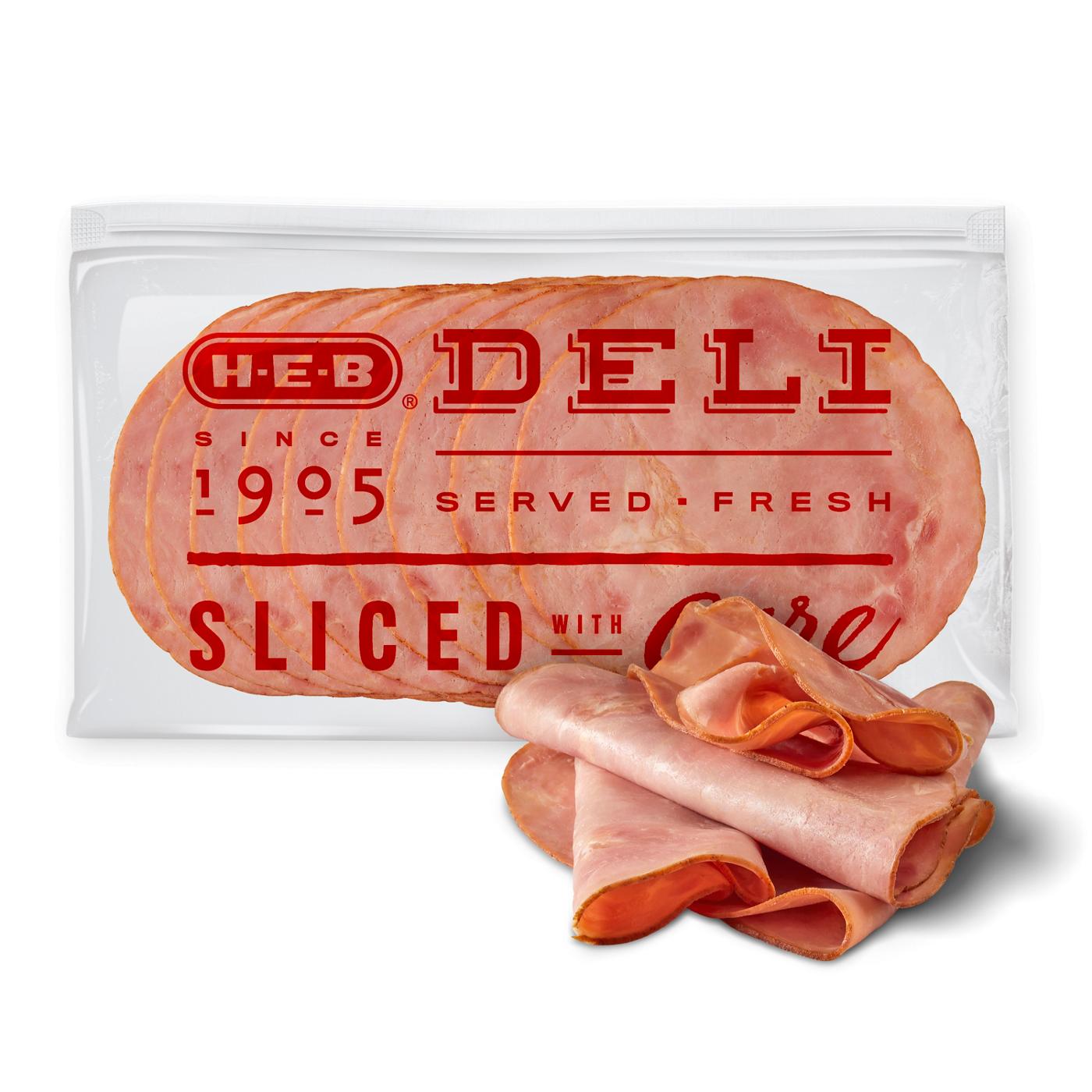 H-E-B Deli Mesquite-Smoked Uncured Ham, Sandwich Sliced; image 1 of 4