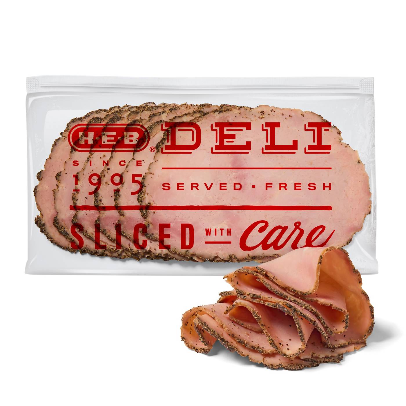 H-E-B Deli Black Pepper Uncured Ham, Sandwich Sliced; image 1 of 3