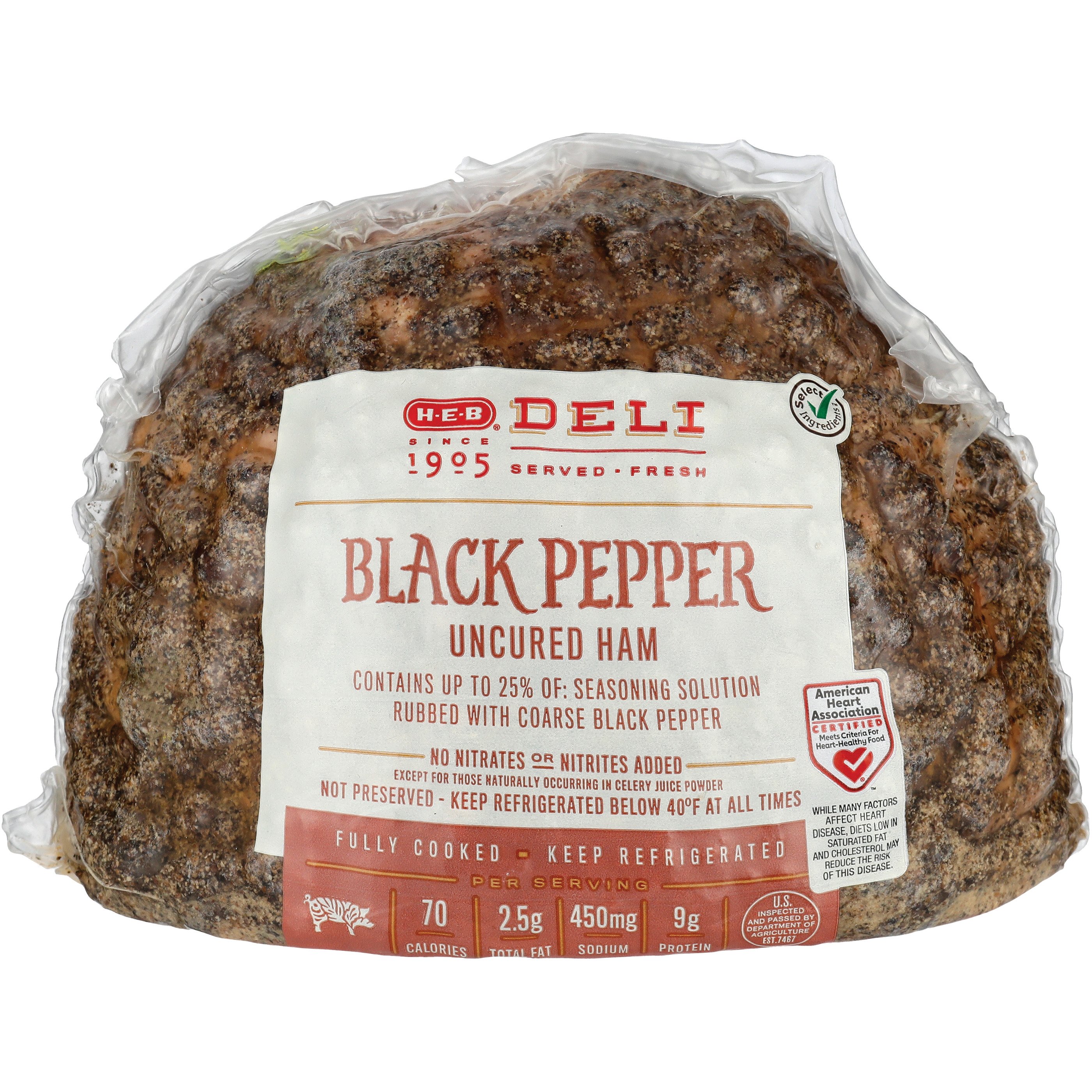 H-E-B Deli Black Pepper Uncured Ham, Custom Sliced - Shop Meat At H-E-B