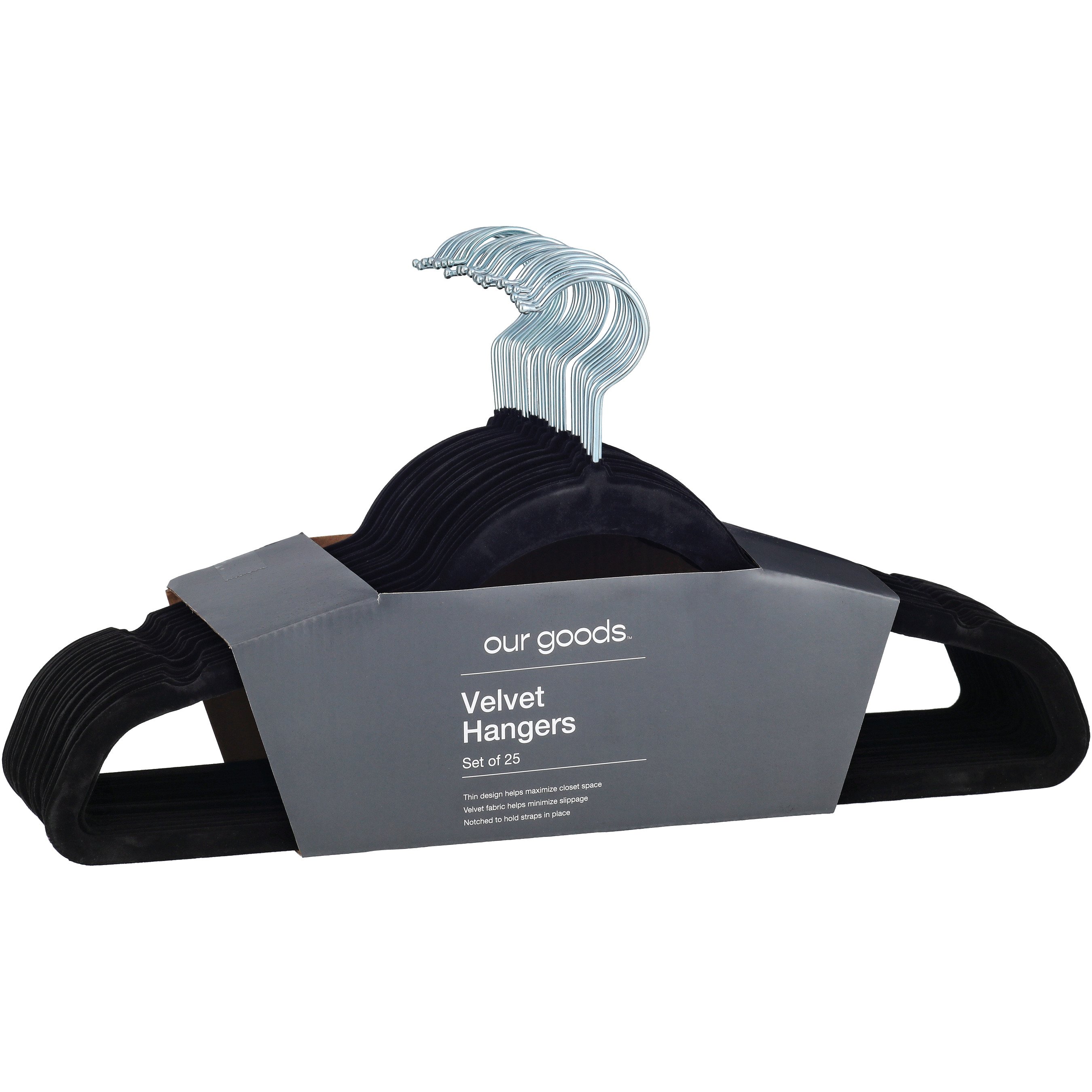 Pack Of 25 Black Flocked Hangers