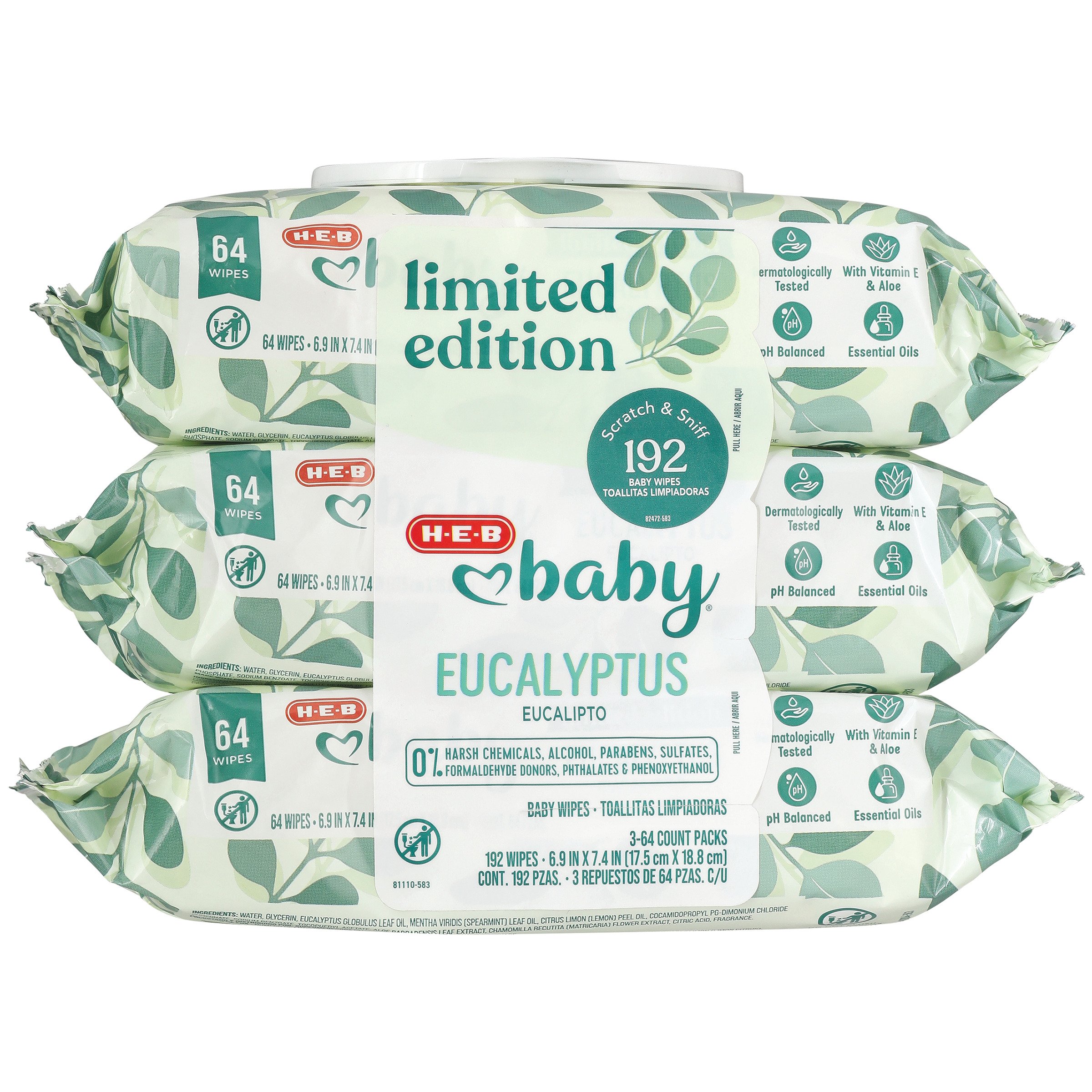 HEB Baby Eucalyptus Wipes, 3 Pk Shop Baby wipes at HEB