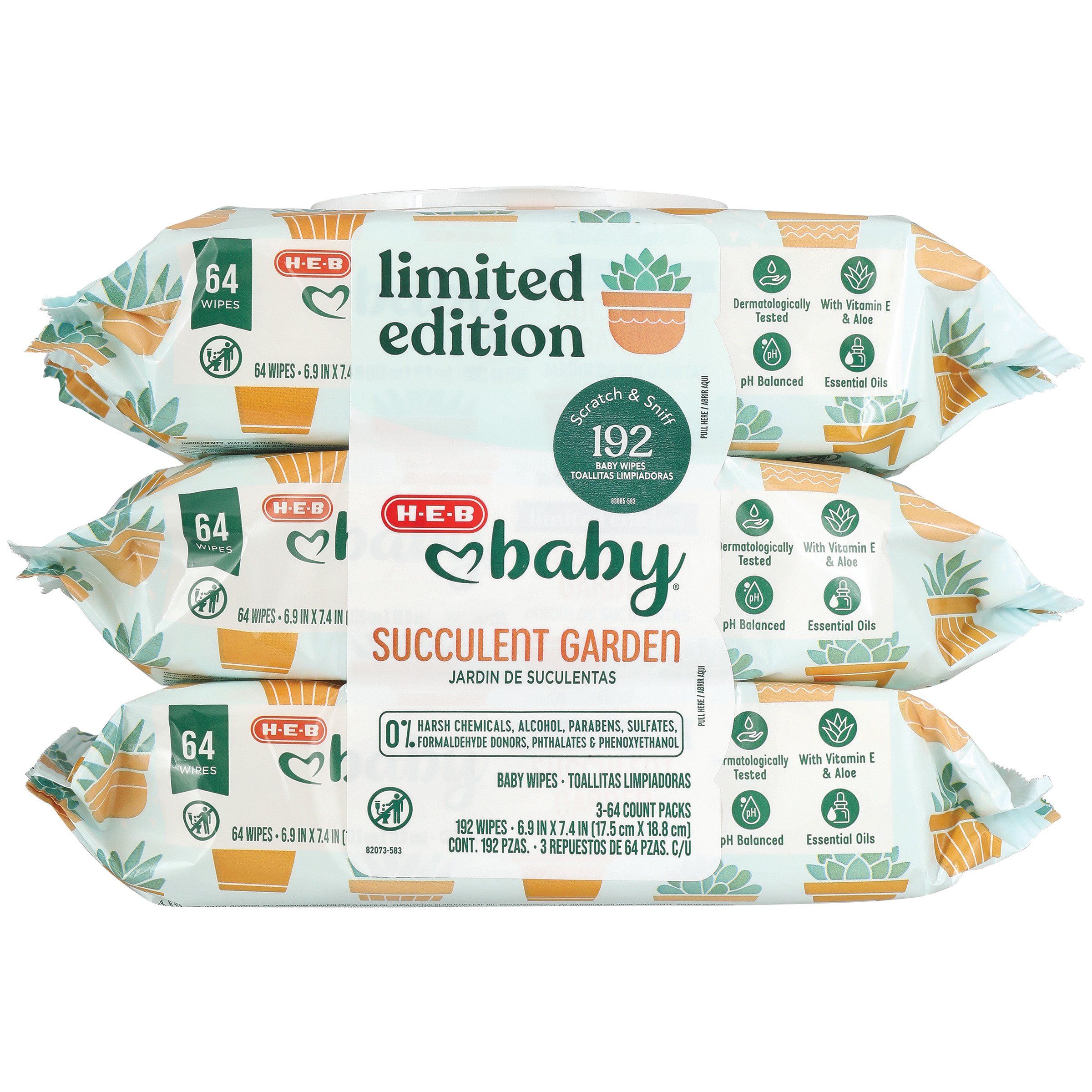 HEB Baby Succulent Garden Wipes, 3 Pk Shop Baby wipes at HEB