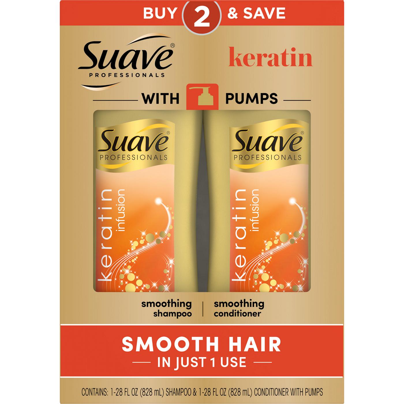 Suave Professionals Keratin Infusion Smoothing Shampoo + Conditioner; image 1 of 2