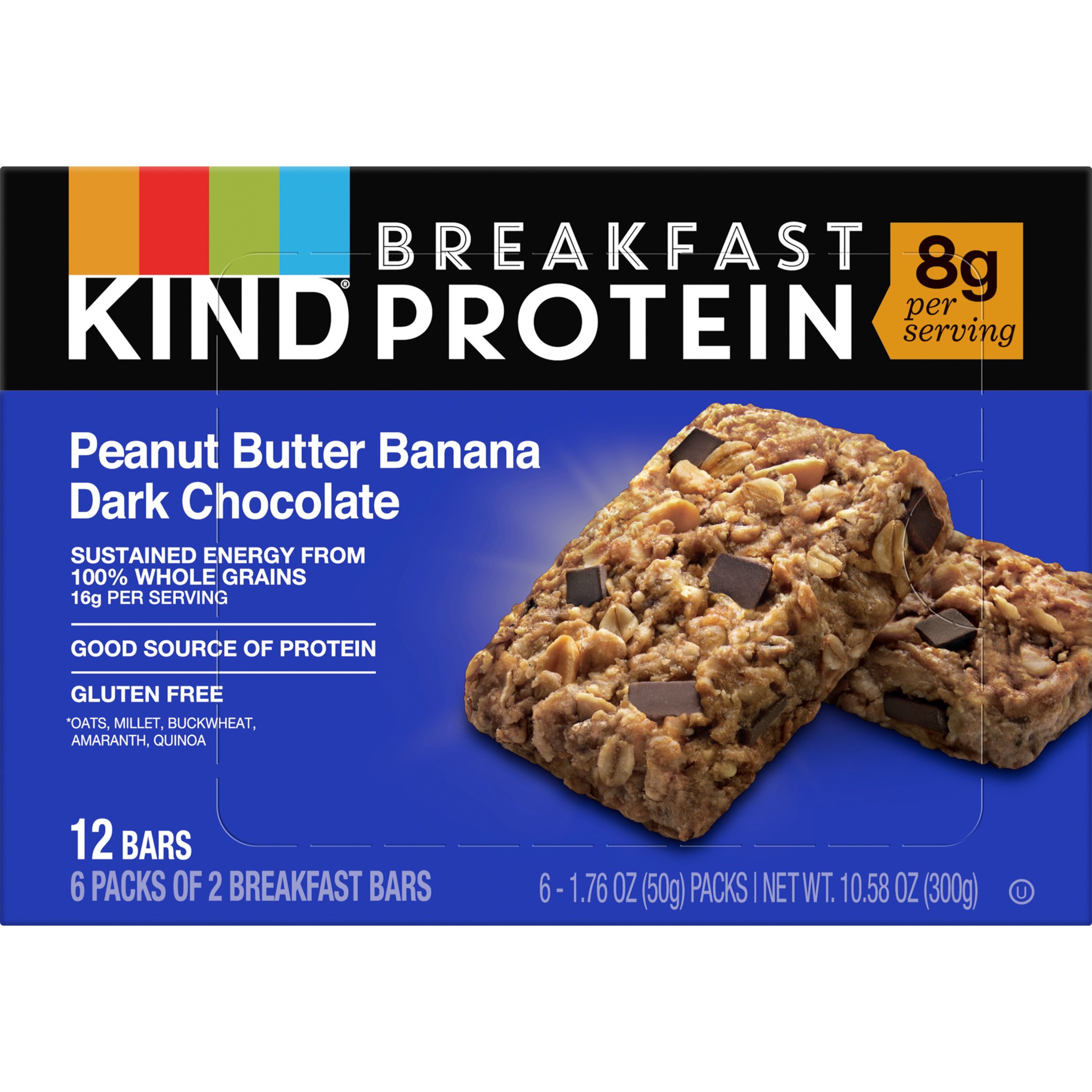 Kind 8g Protein Breakfast Bars Peanut Butter Banana Dark Chocolate