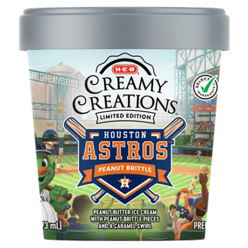 H-E-B Creamy Creations Houston Astros Peanut Brittle Ice Cream