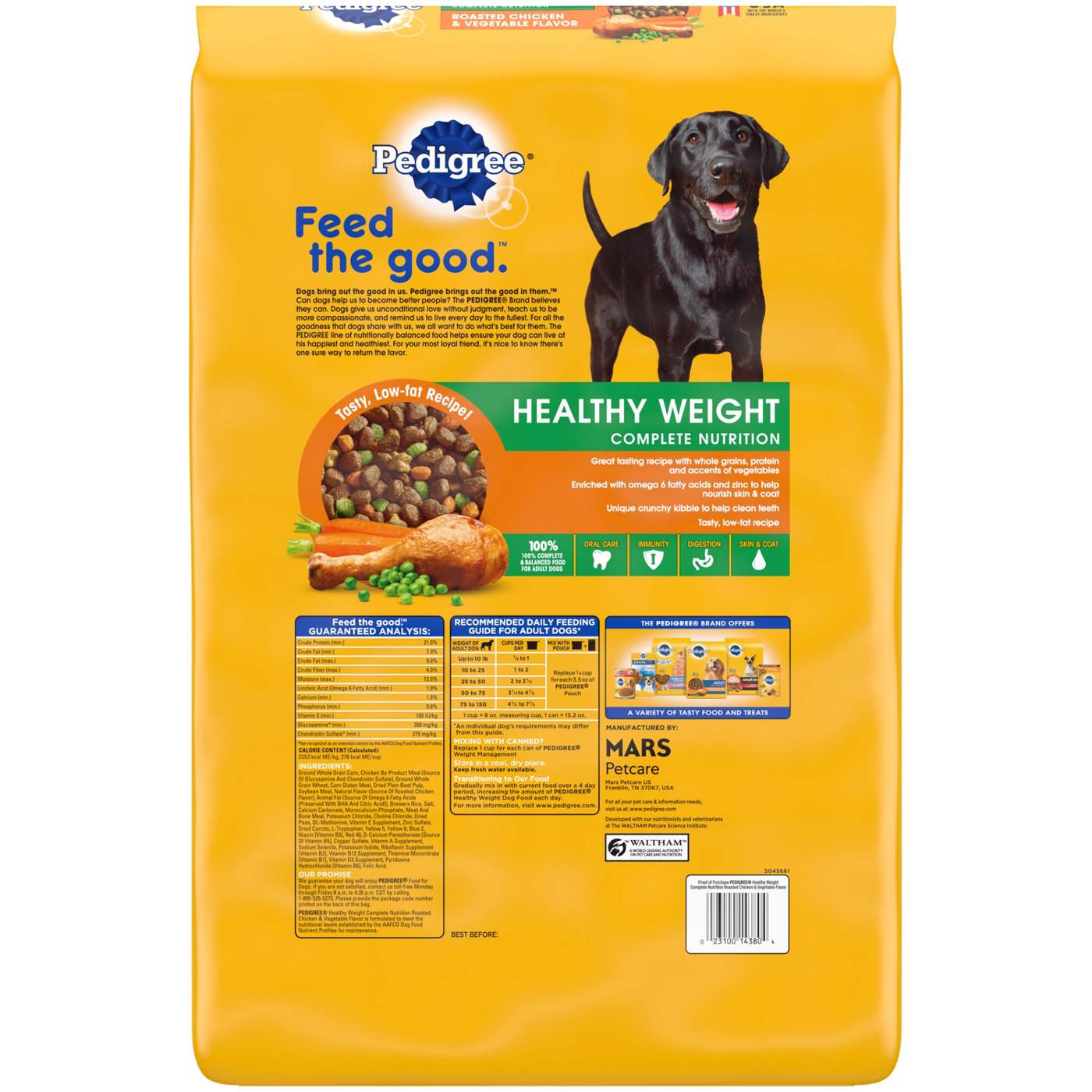 Pedigree dog clearance food nutrition label