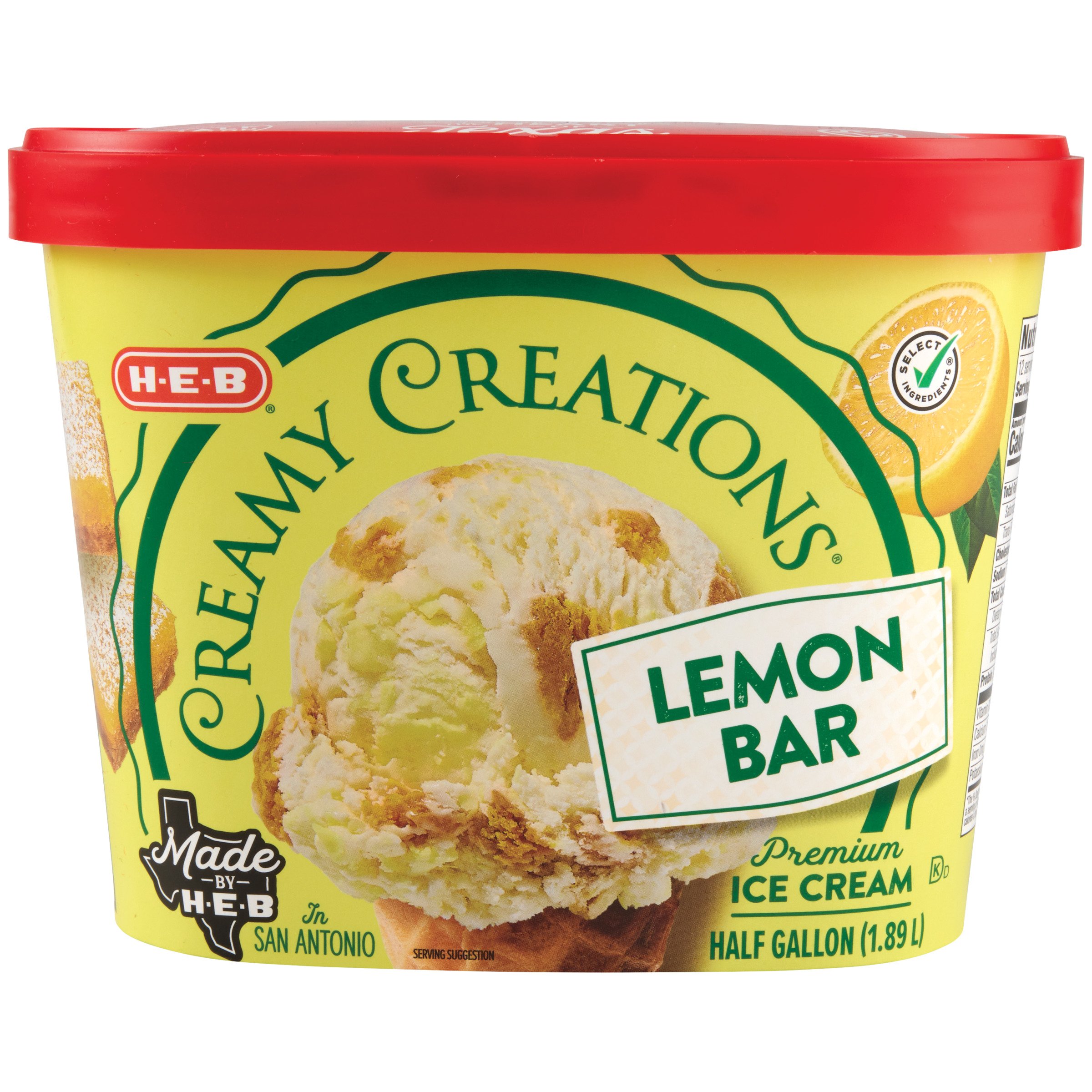 H-E-B Creamy Creations Lemon Bar Ice Cream, 1/2 gal