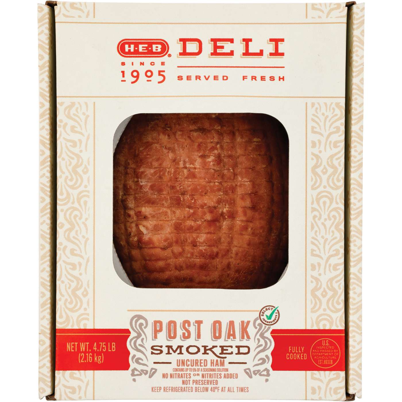 HEB Deli Holiday Gift Box Fully Cooked Post Oak Smoked Uncured Ham