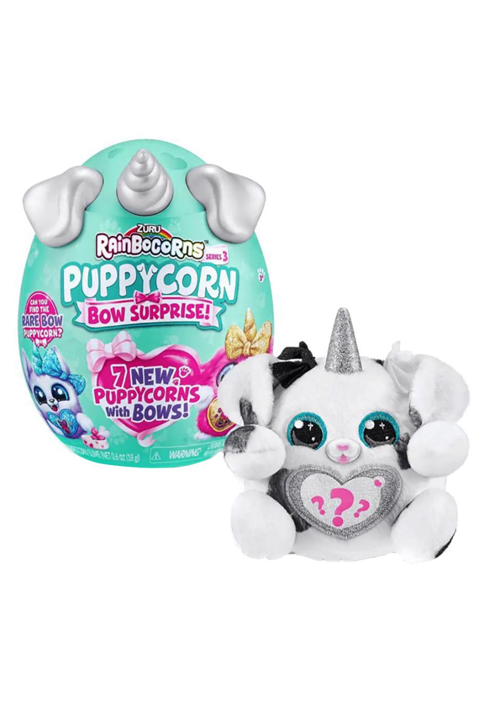 Rainbocorns Puppycorn Bow Surprise, Puppycorn Series 3, Sandy the Labrador - Collectible Plush - 5 lagen verrassingen, schil en onthullen hart, stickers, slijm, leeftijd 3 (Labrador