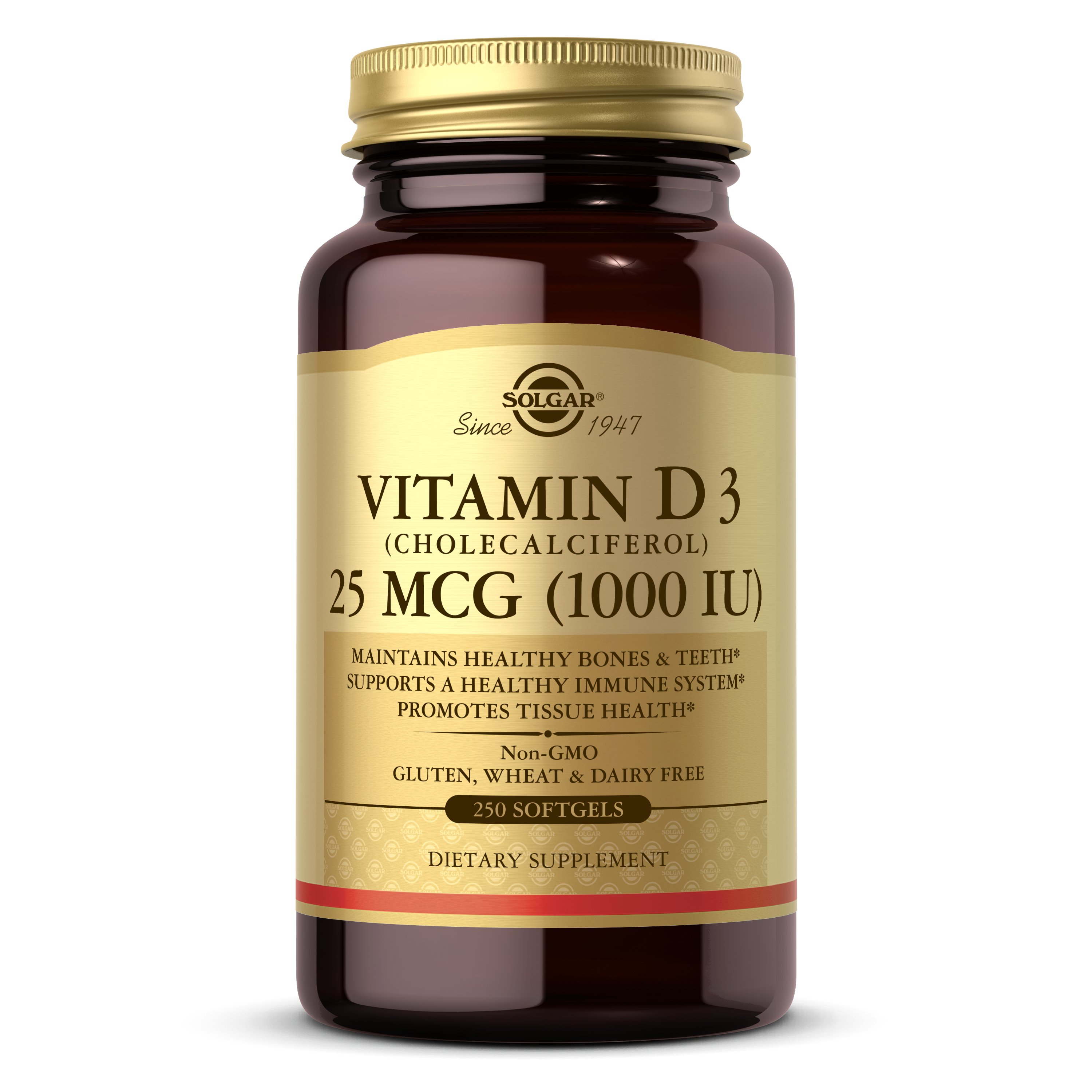 Solgar Vitamin D3 25 mcg 1000 IU, 250 ct