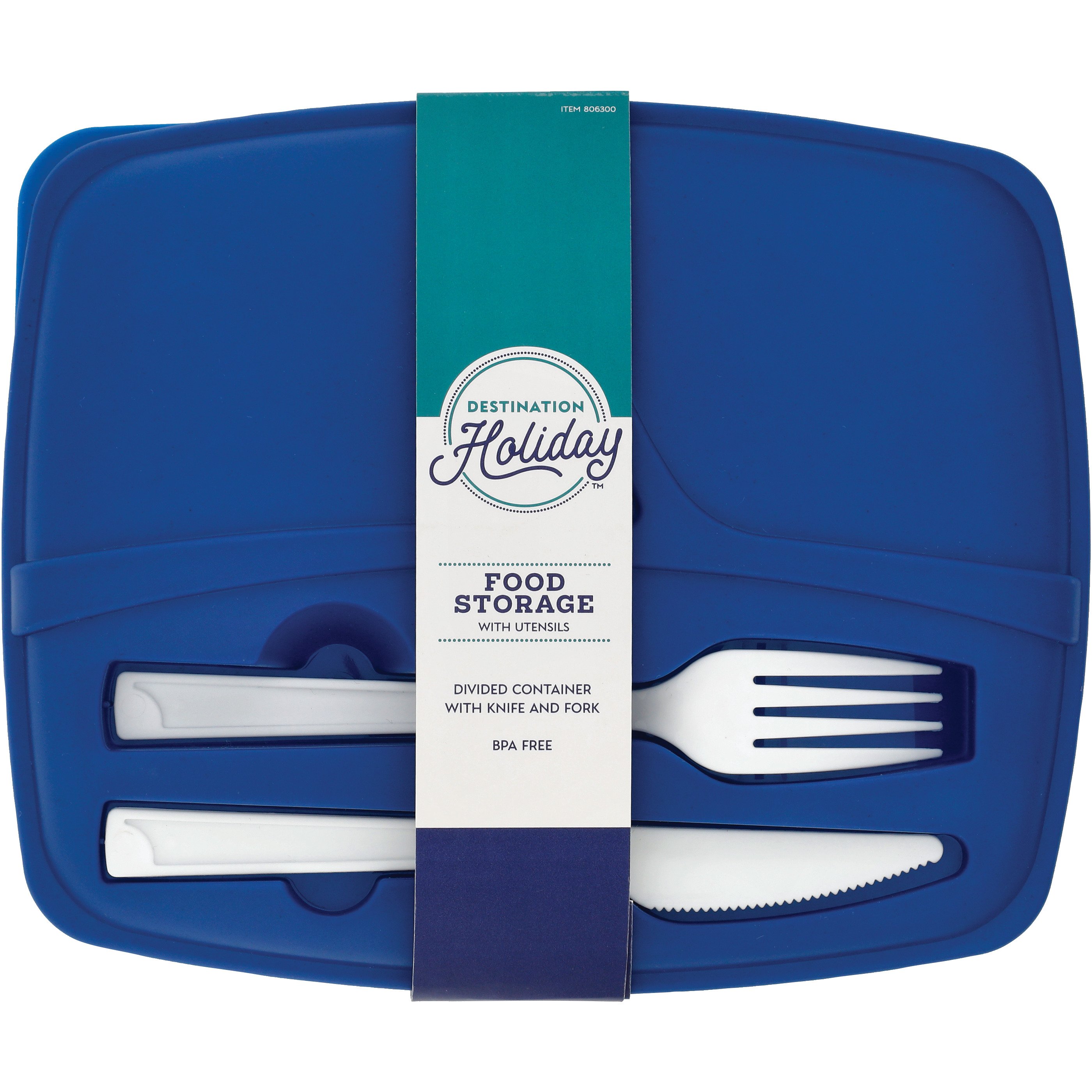 Destination Holiday Divided Food Storage Container with Utensils