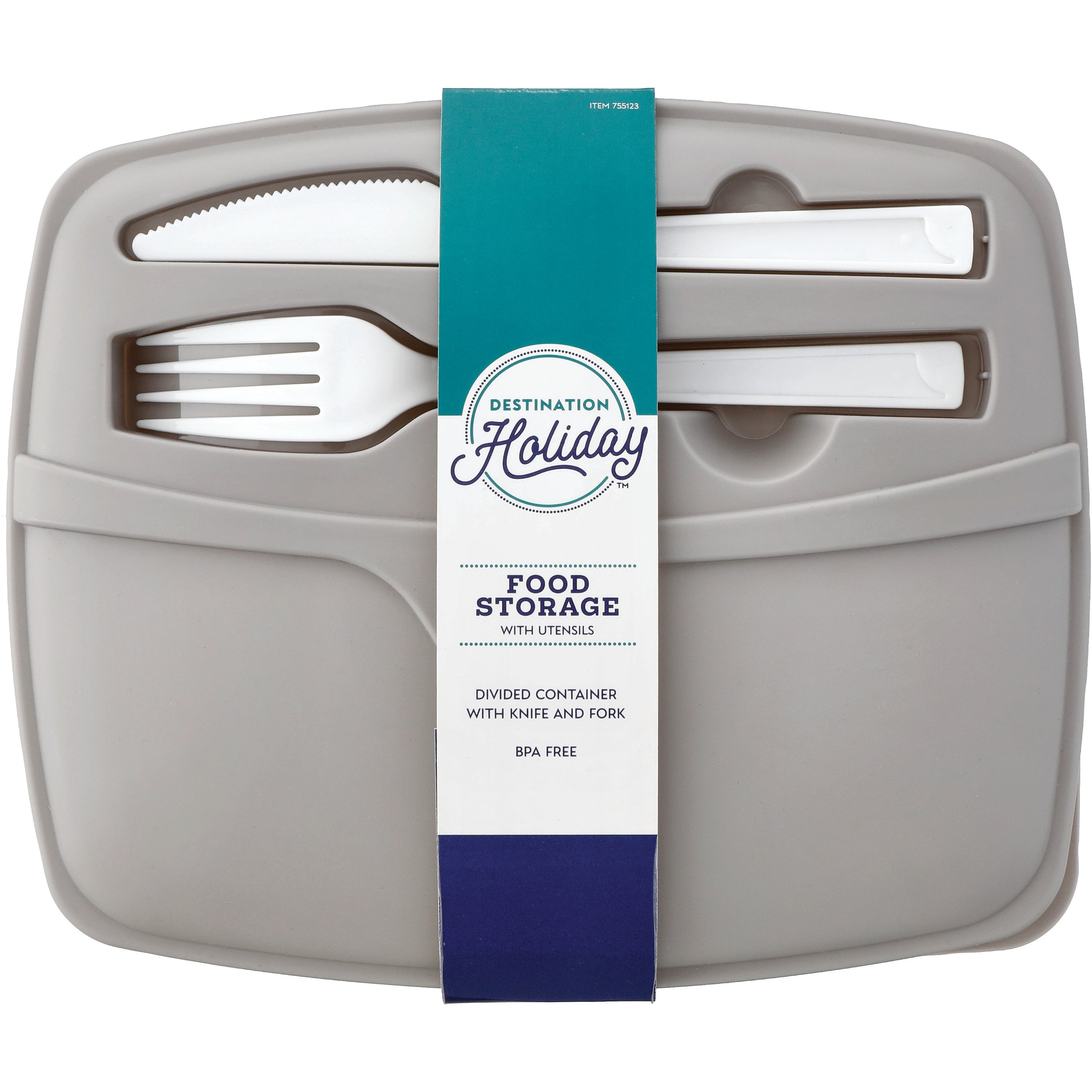 Destination Holiday Divided Food Storage Container with Utensils