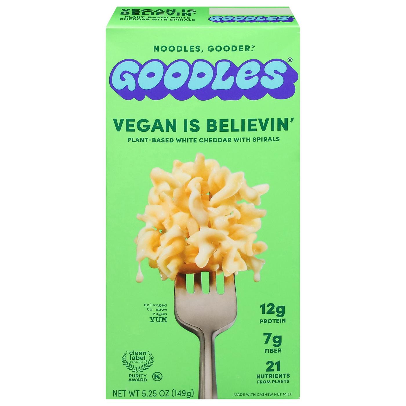 Goodles 12g Protein Vegan Is Believin' White Cheddar Mac N Cheese; image 1 of 4