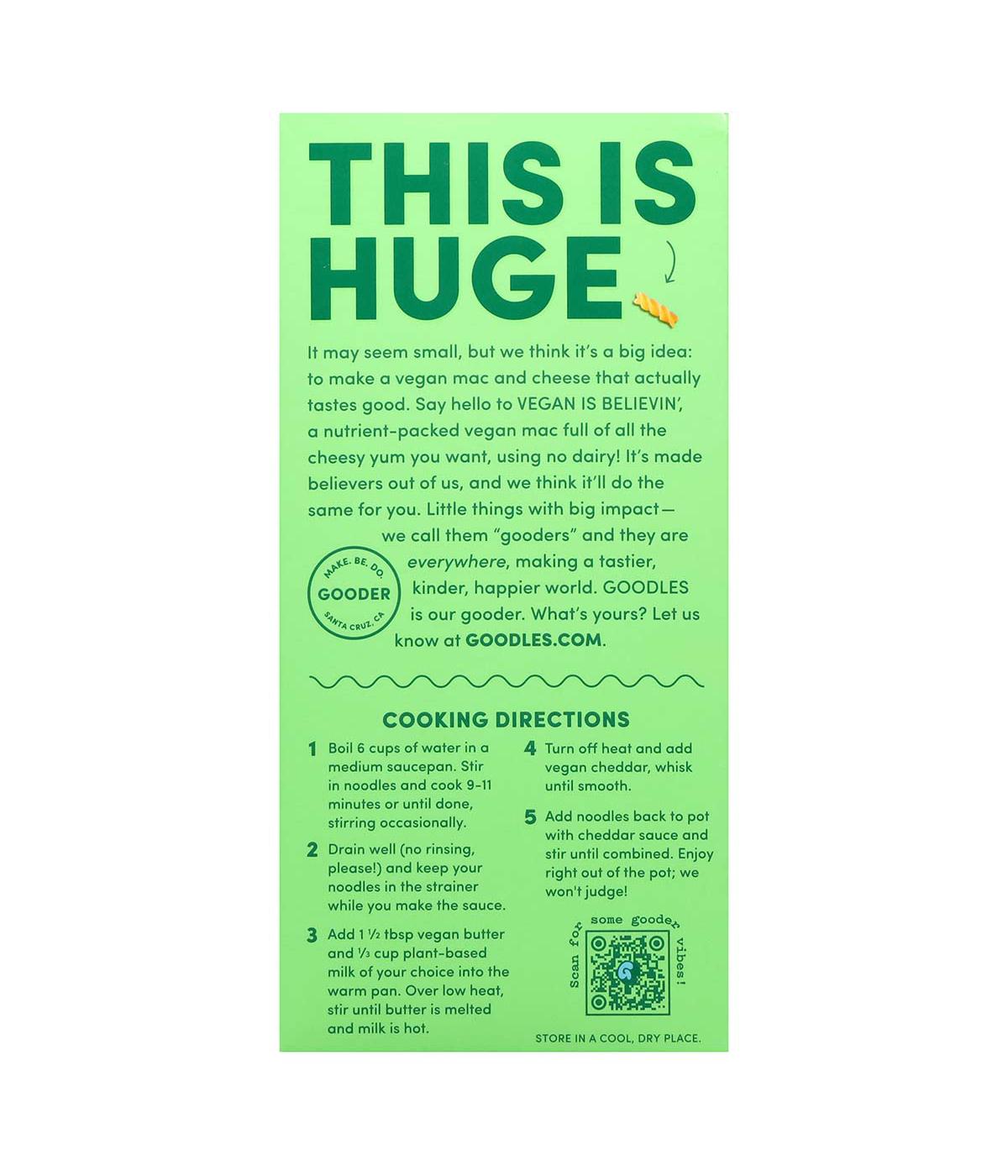 Goodles 12g Protein Vegan Is Believin' White Cheddar Mac N Cheese; image 2 of 4