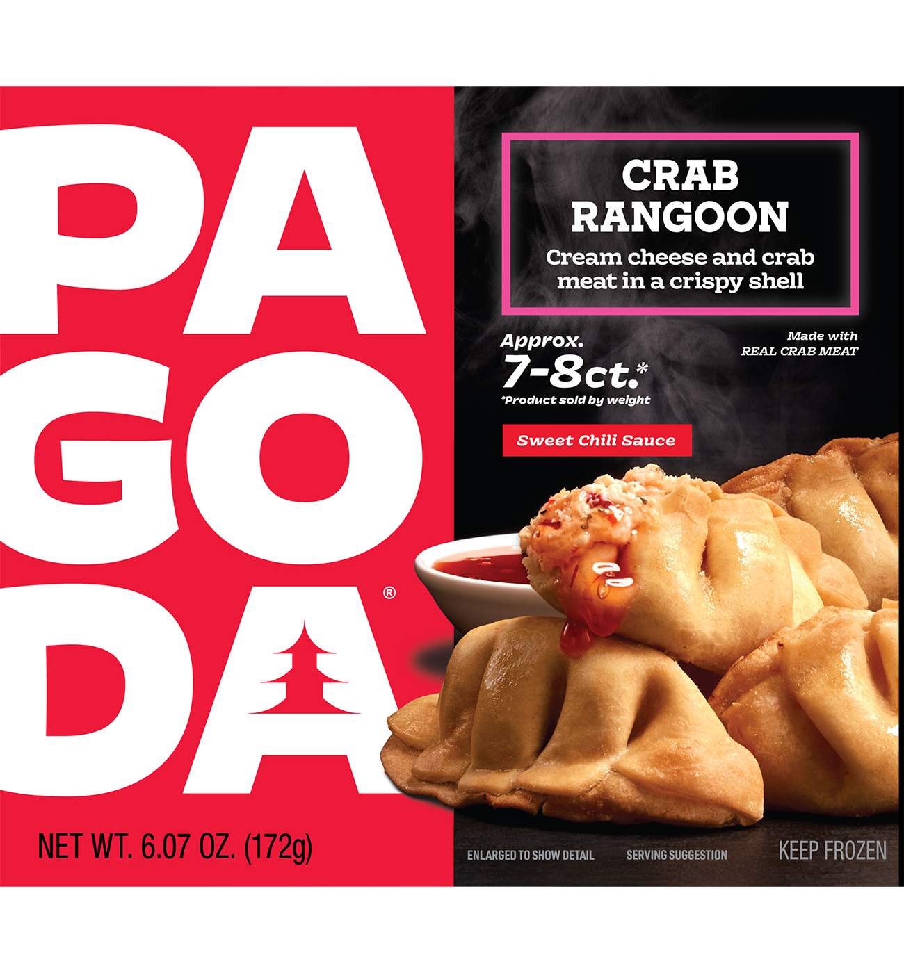 Pagoda Frozen Crab Rangoons with Sweet Chili Dipping Sauce; image 1 of 5