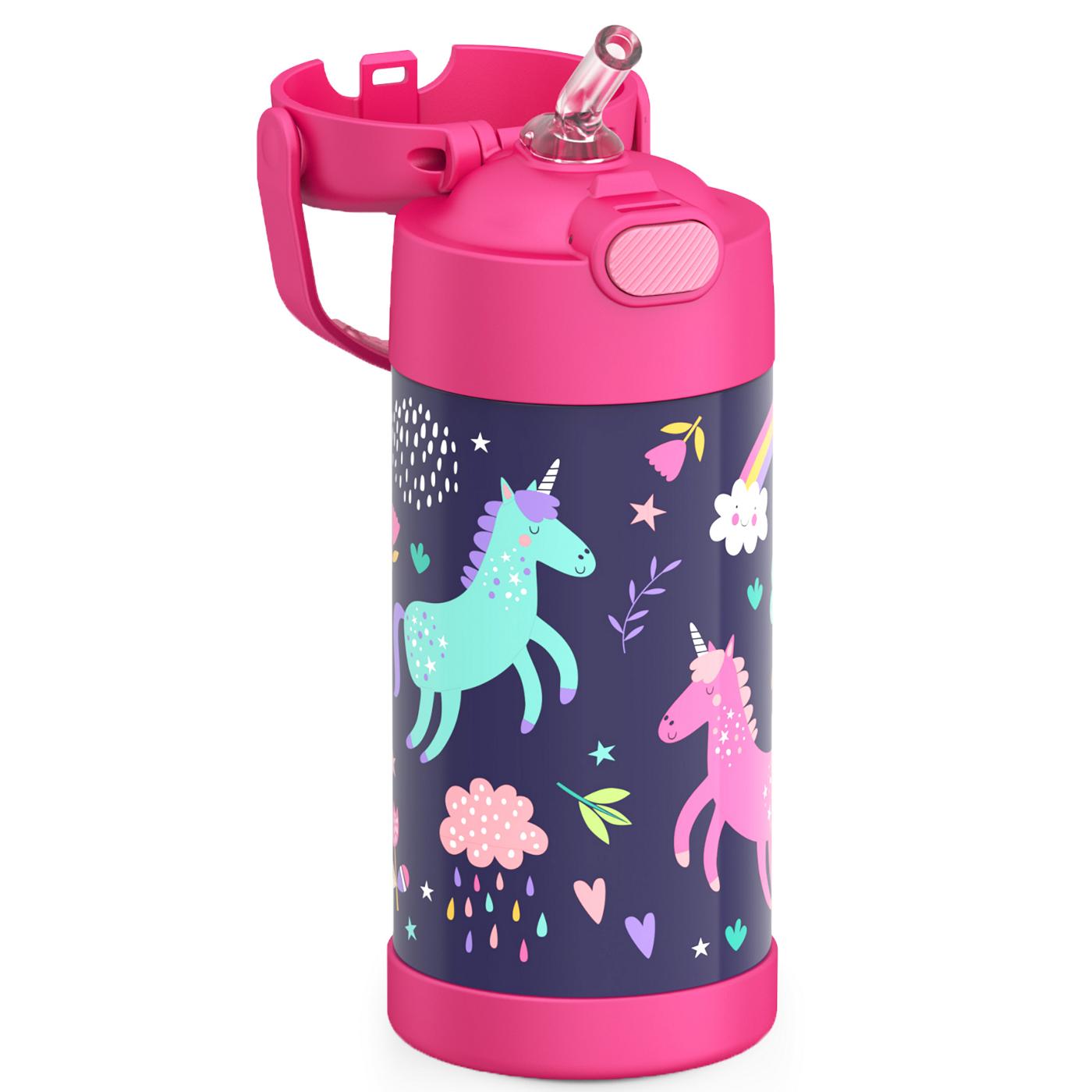  Unicorn Magic Cream Pink Floral Water Bottle with Straw Lid  Thermos Kids Insulated Stainless Steel Water Flask Sports, 20 Oz Hot Cold:  Home & Kitchen