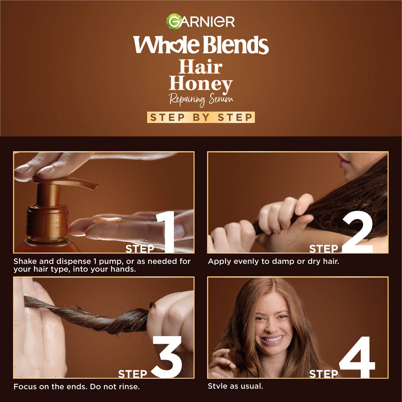Garnier Whole Blends Hair Honey Repairing Serum; image 5 of 10