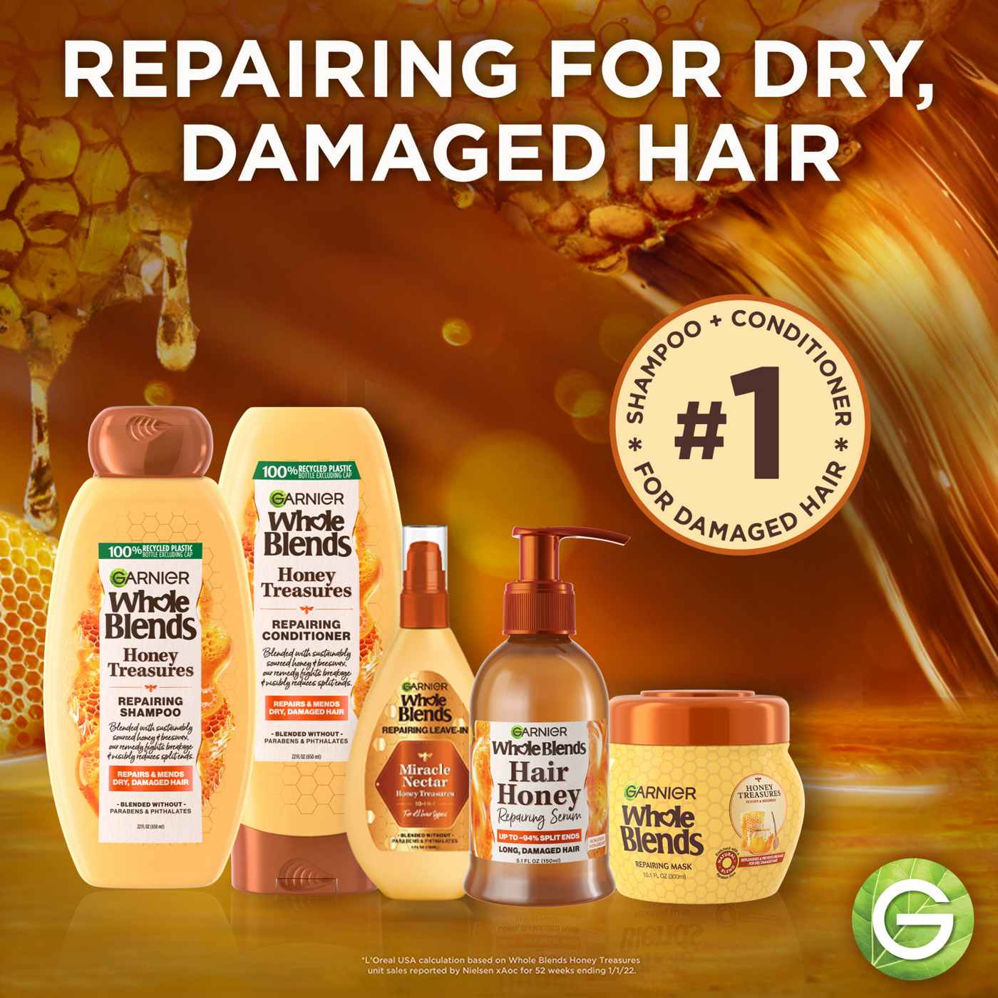 Garnier Whole Blends Hair Honey Repairing Serum; image 9 of 10