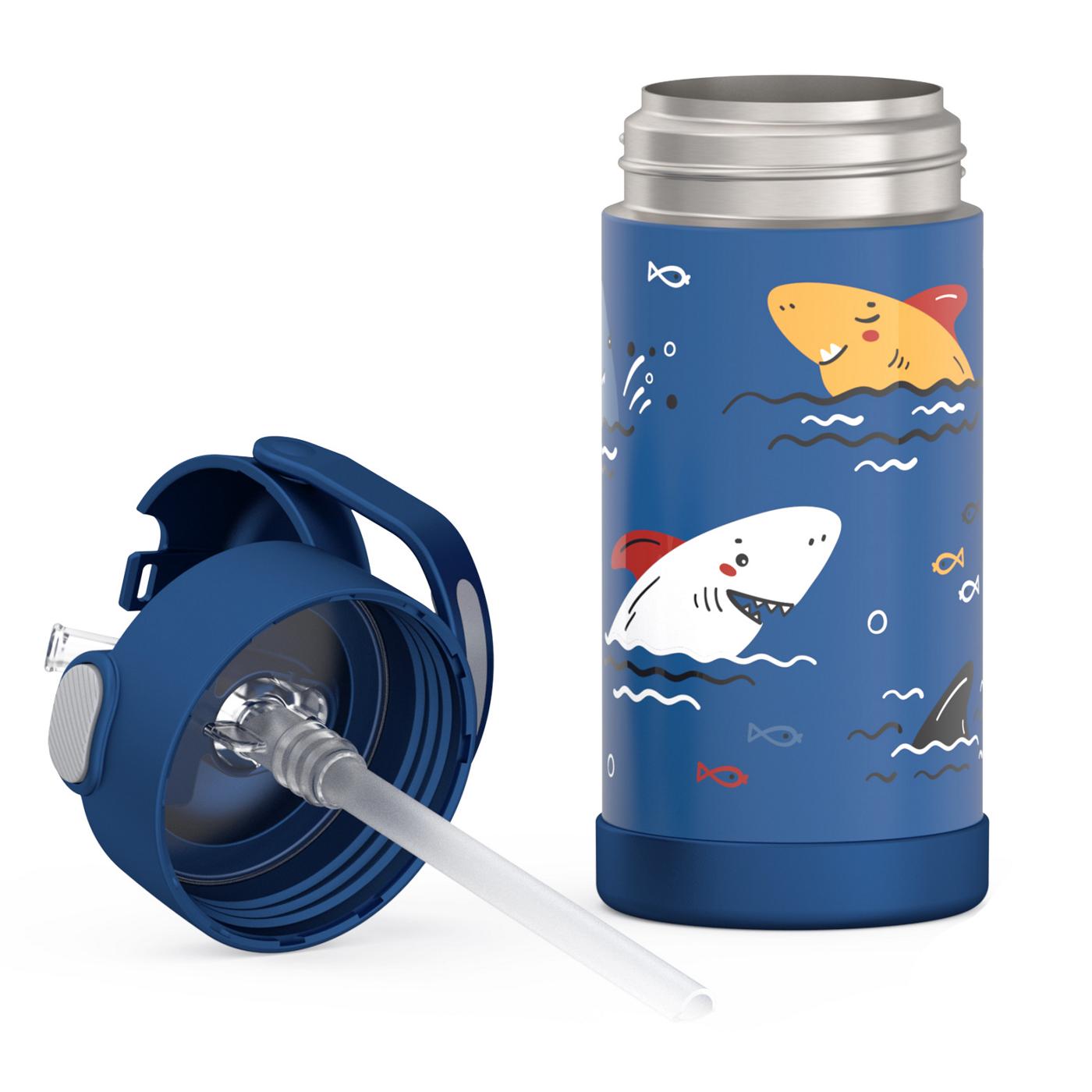 Thermos Sharks Kids FUNtainer Stainless Steel Water Bottle with Straw