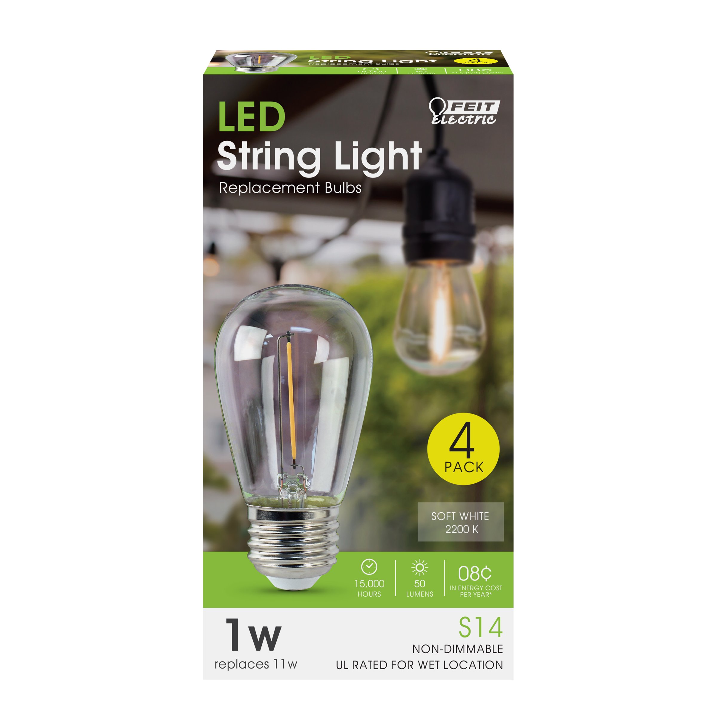 Feit Electric S14 11 Watt LED String Light Replacement Bulbs