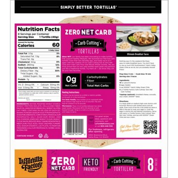 La Tortilla Factory Zero Net Carb Cutting Tortillas, 8 ct