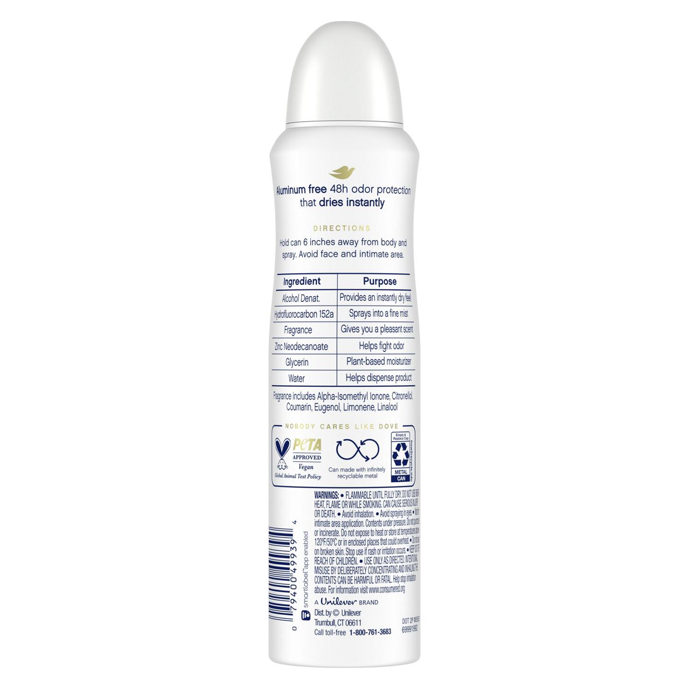 Dove 0% Aluminum Deodorant Spray - Cotton Flower & Sandalwood; image 5 of 6