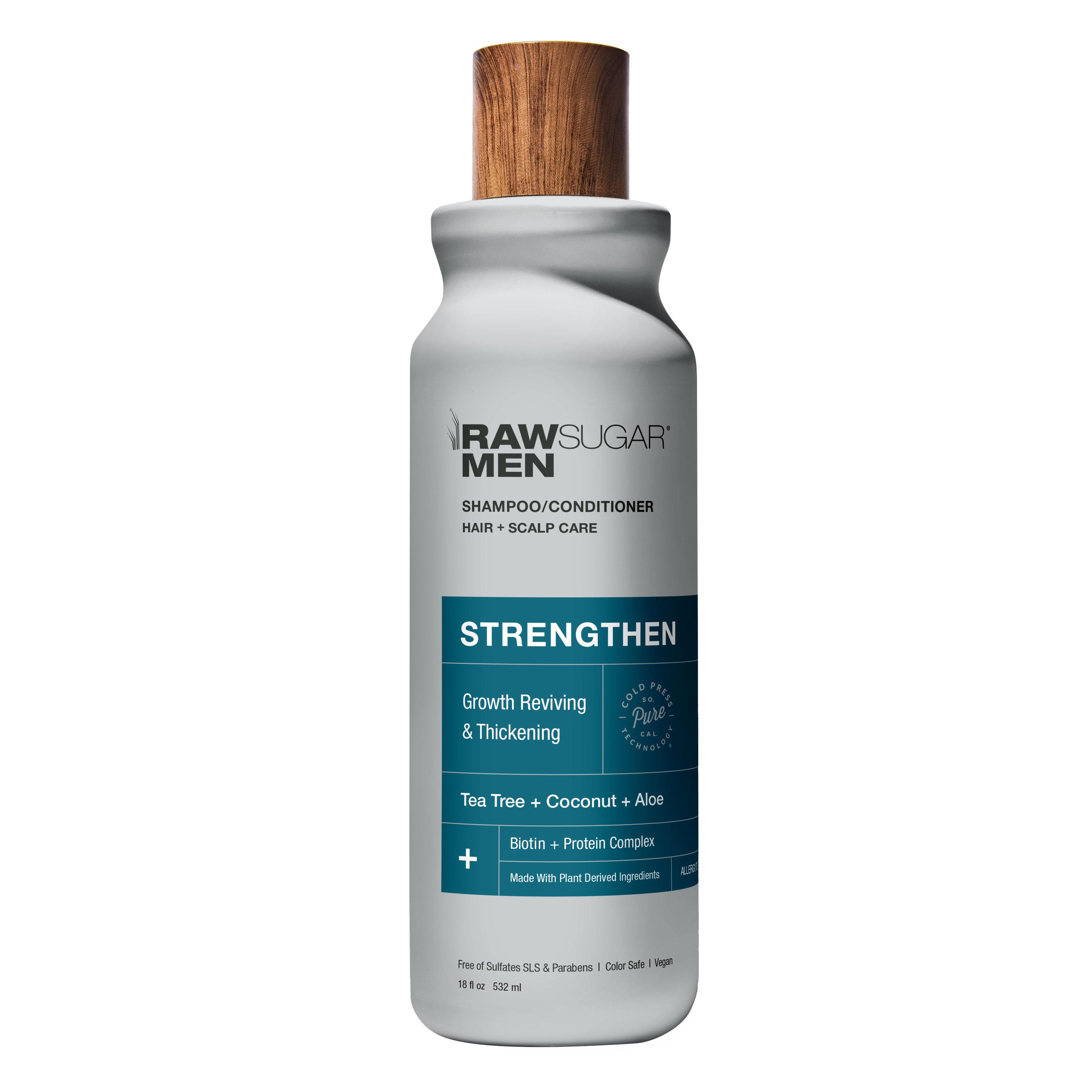 Raw Sugar Men's Strengthen Shampoo + Conditioner Tea Tree + Coconut