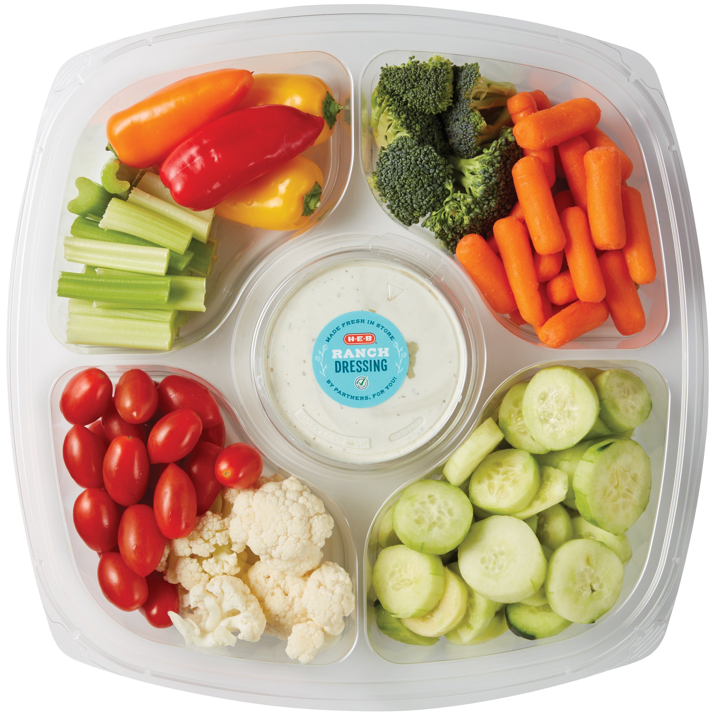 HEB Fresh Veggie Party Tray & Ranch Dressing Jumbo Shop Vegetables at HEB