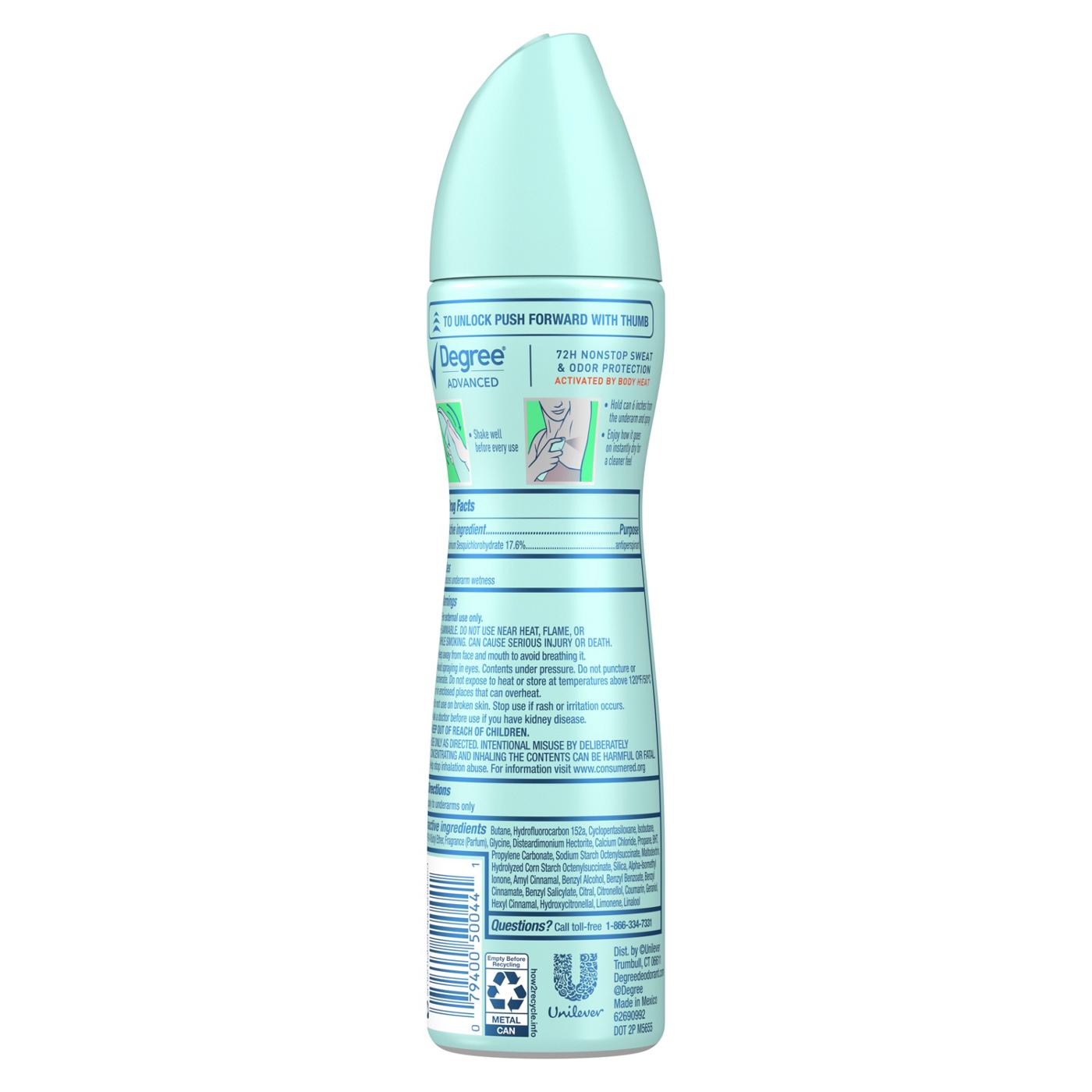 Degree 72 Hr Advanced Antiperspirant Deodorant Dry Spray - Cucumber Burst; image 2 of 3