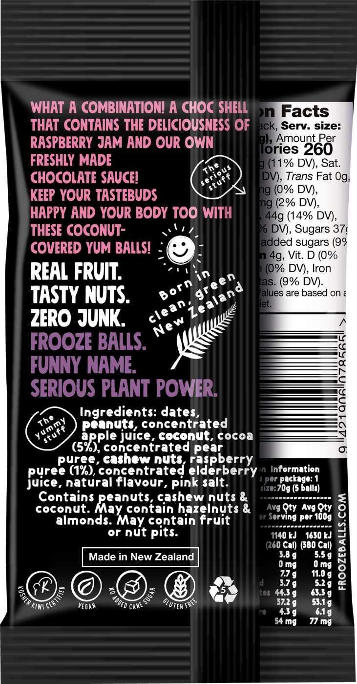 Frooze Balls Raspberry Dark Chocolate Vegan Energy Balls - Shop Granola ...