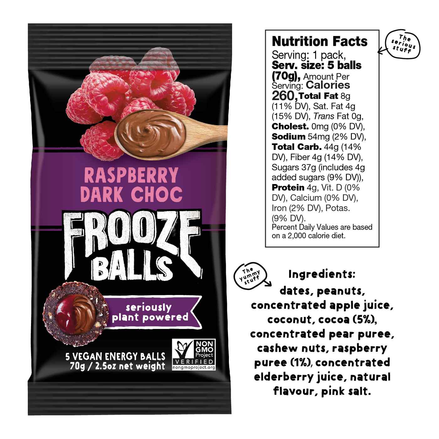 Frooze Balls Raspberry Dark Chocolate Vegan Energy Balls; image 3 of 5